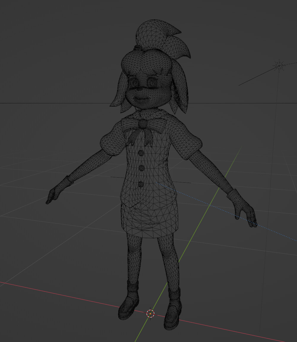 Wireframe – 87k tris with outline, 44k without.