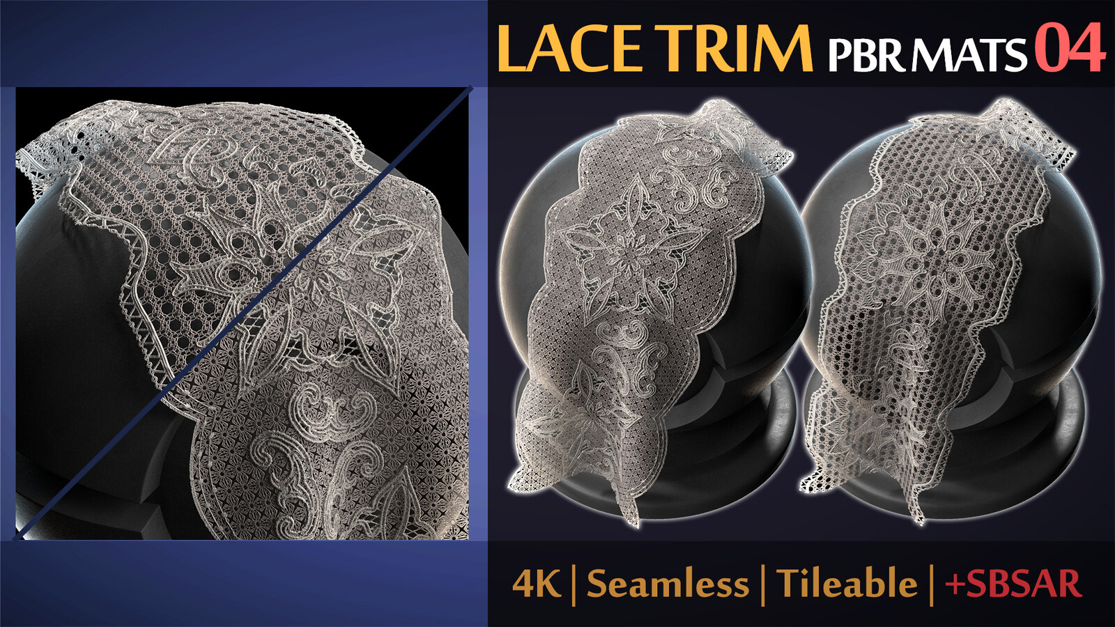 Lace Trim PBR Materials 04