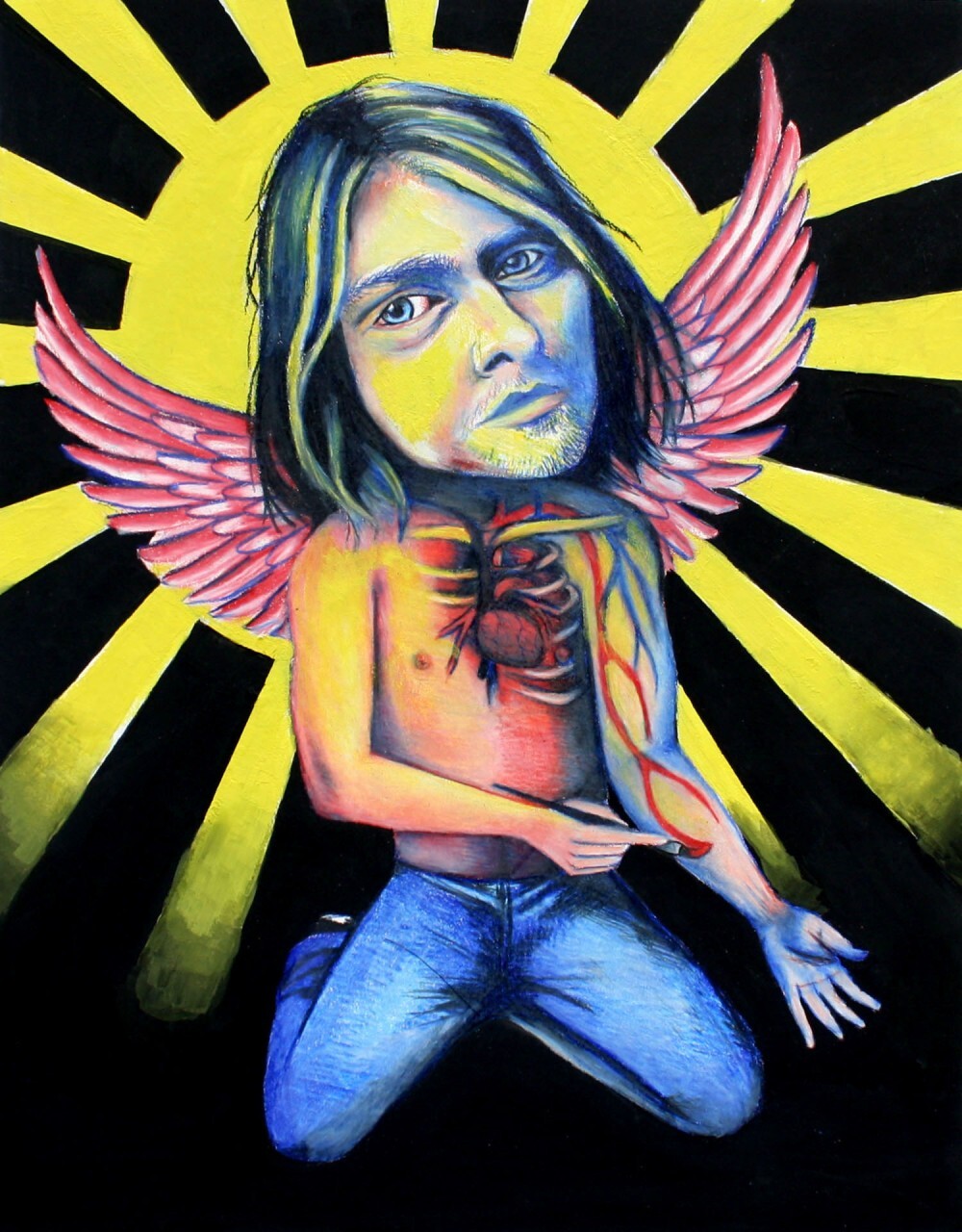 Kurt Cobain, 2013, colored pencil and gouache.