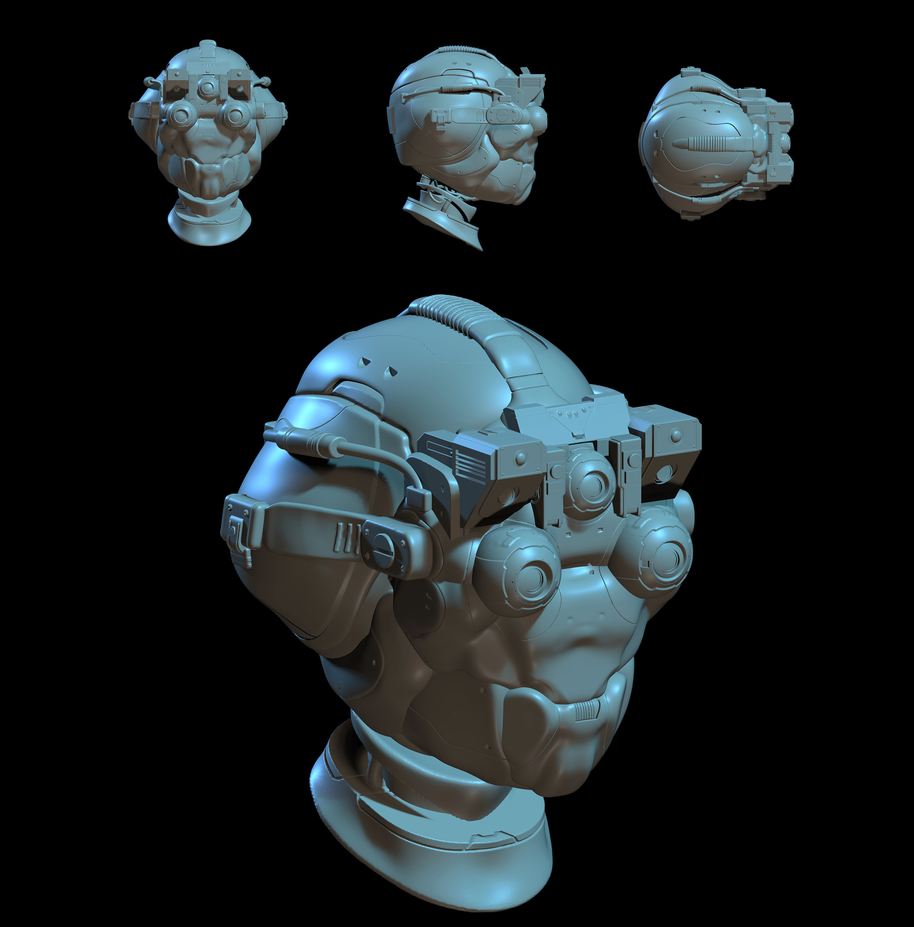 Bot head design in 3D Coat - this pushed me in a more "retro" direction in the final image