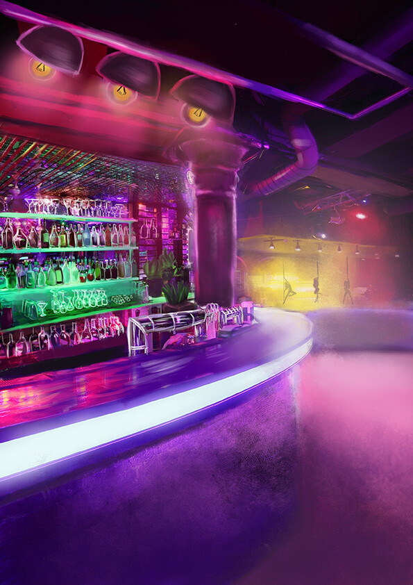 ArtStation - Bar in the night club concept art