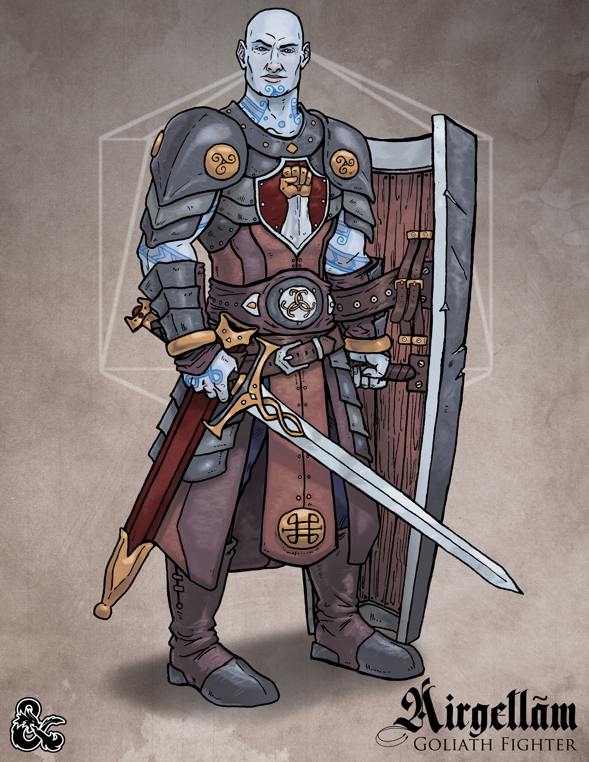 Artstation goliath fighter character art for d d