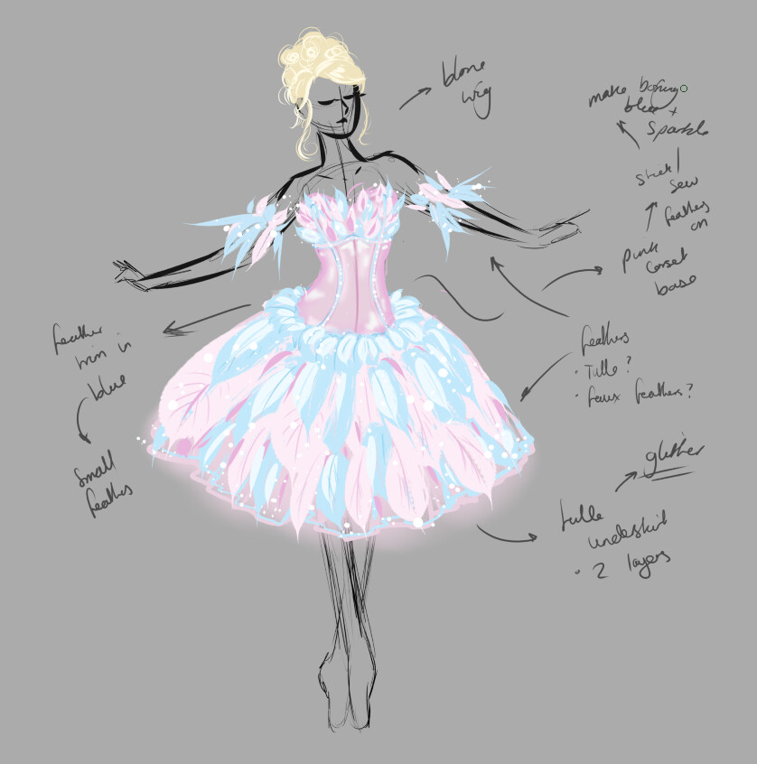 Mock up for a costume based on "Barbie of Swan Lake"