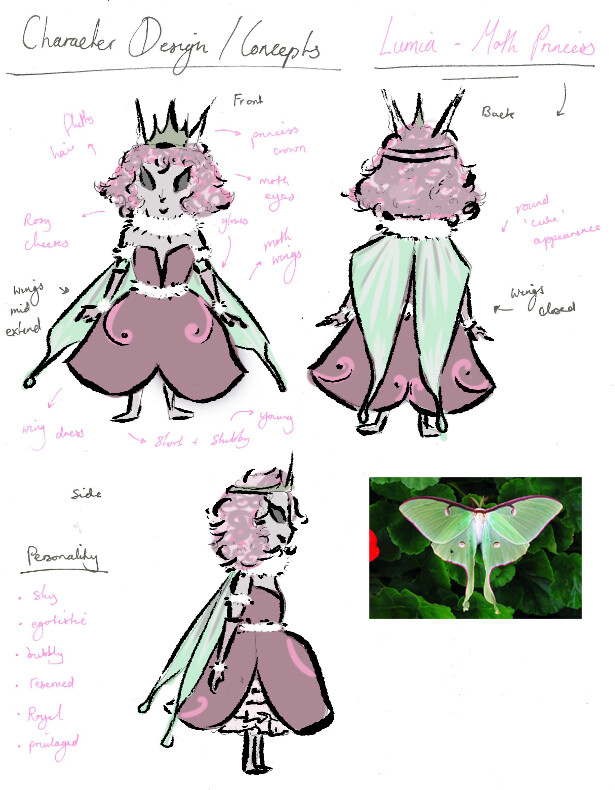 A moth character I created for a children's book.