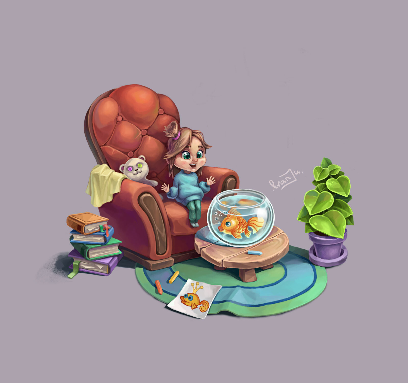 ArtStation - Girl and her fish