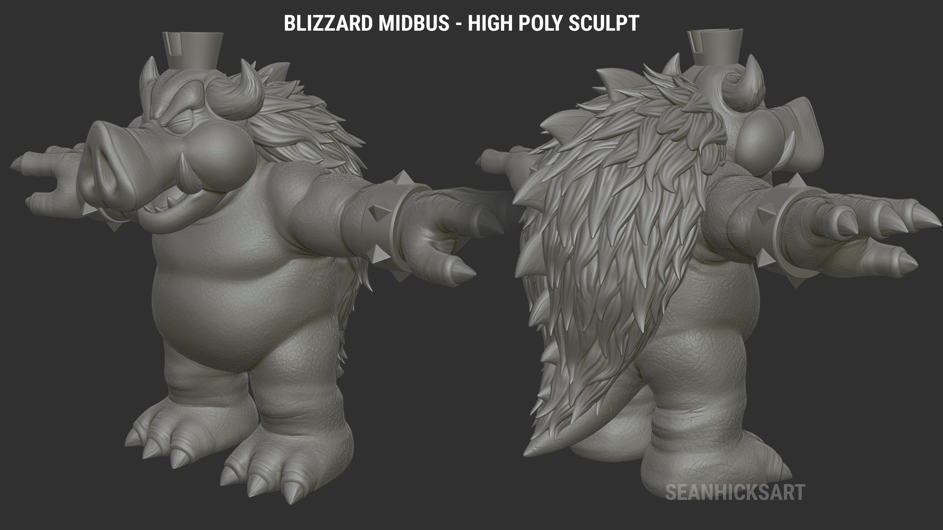 High poly sculpt of Blizzard Midbus in Zbrush