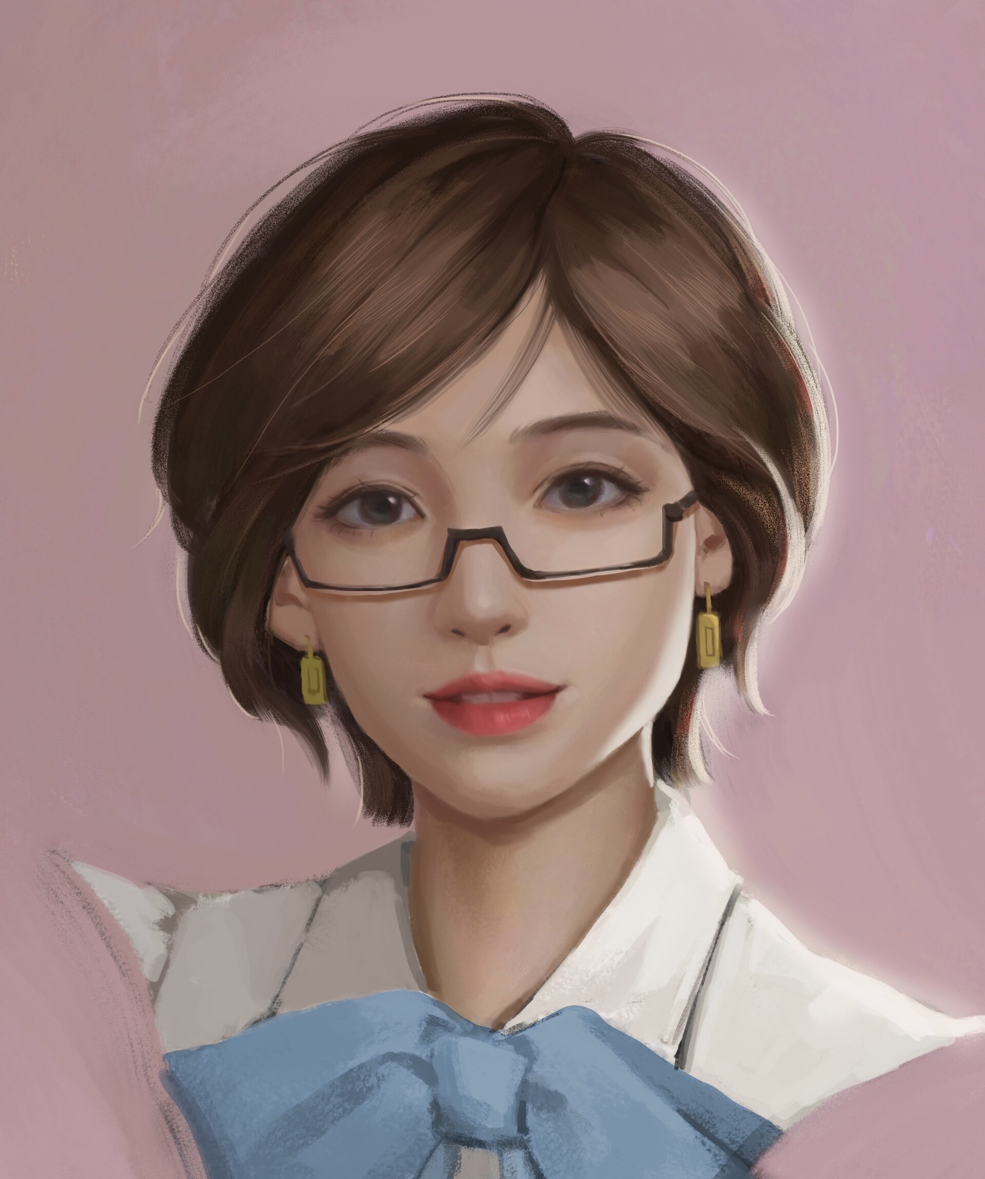 ArtStation - 戴眼镜的姐姐 the beauty with glasses