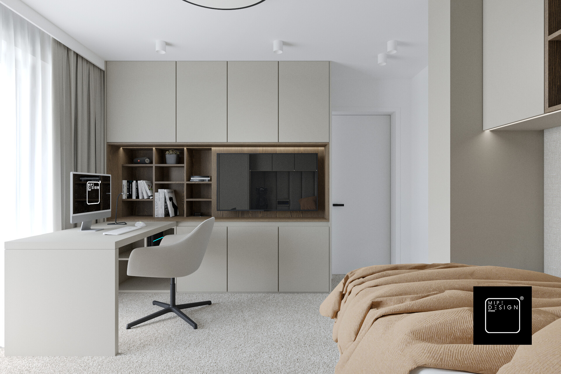 ArtStation Interior design of minimalist student room
