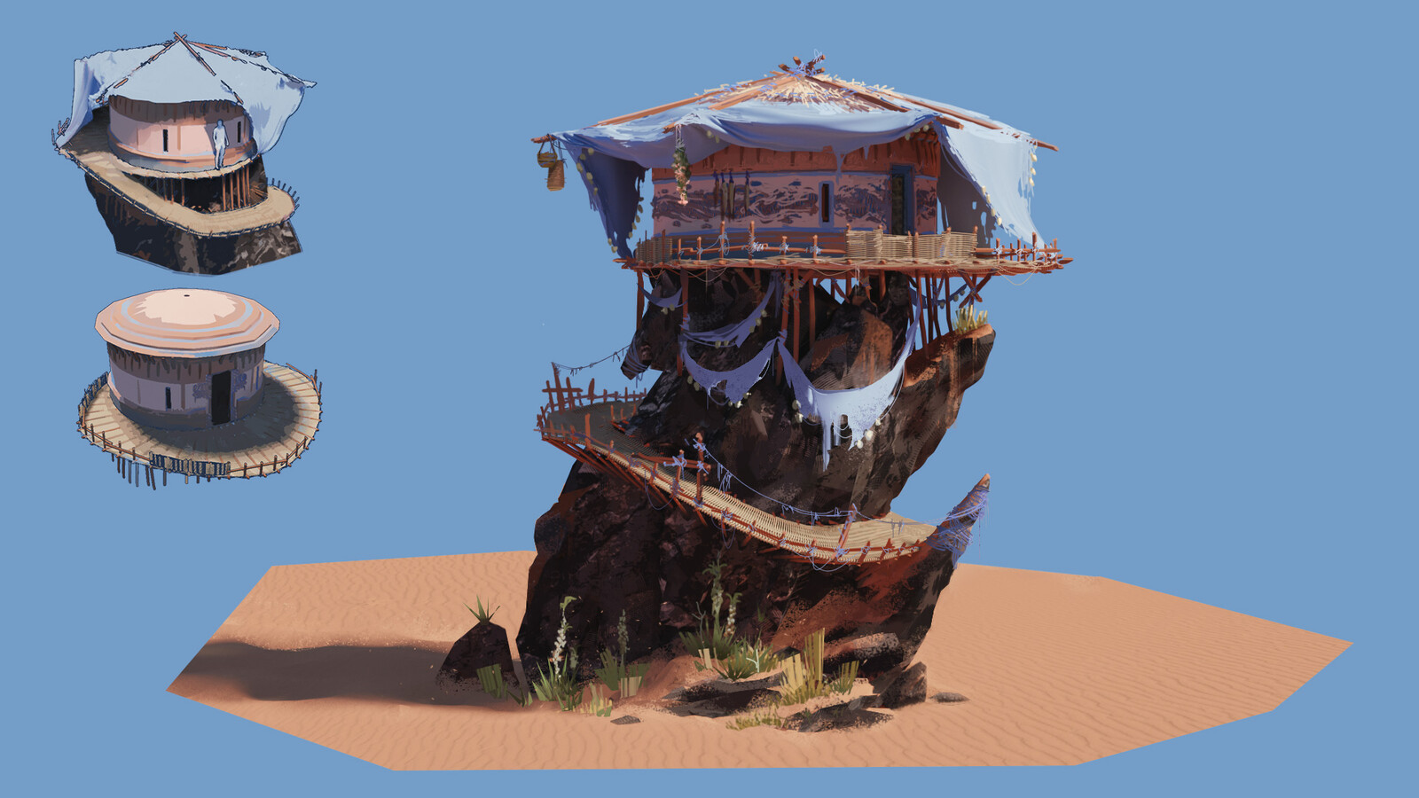 This building could be on top of the cliffs and used as a lookout.