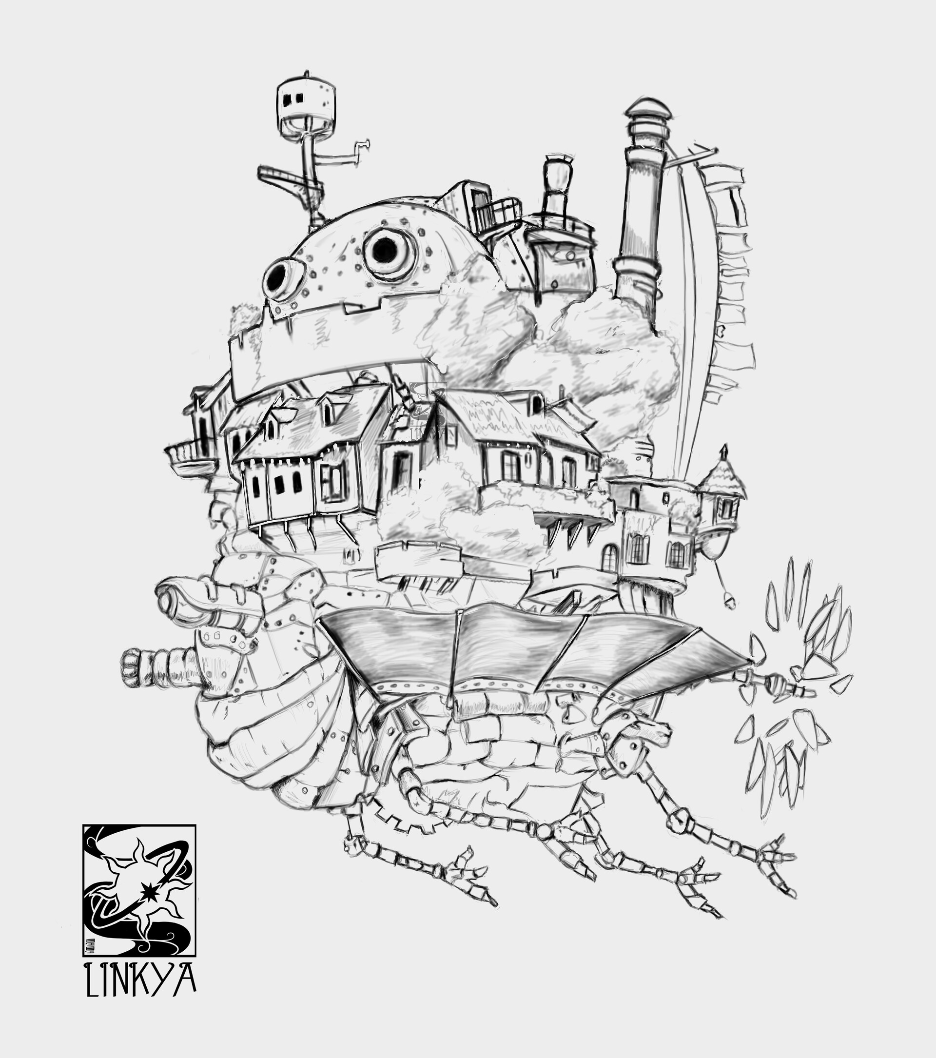 ArtStation Howl S Moving Castle Sketch   Linkya Howl S Moving Castle V2 