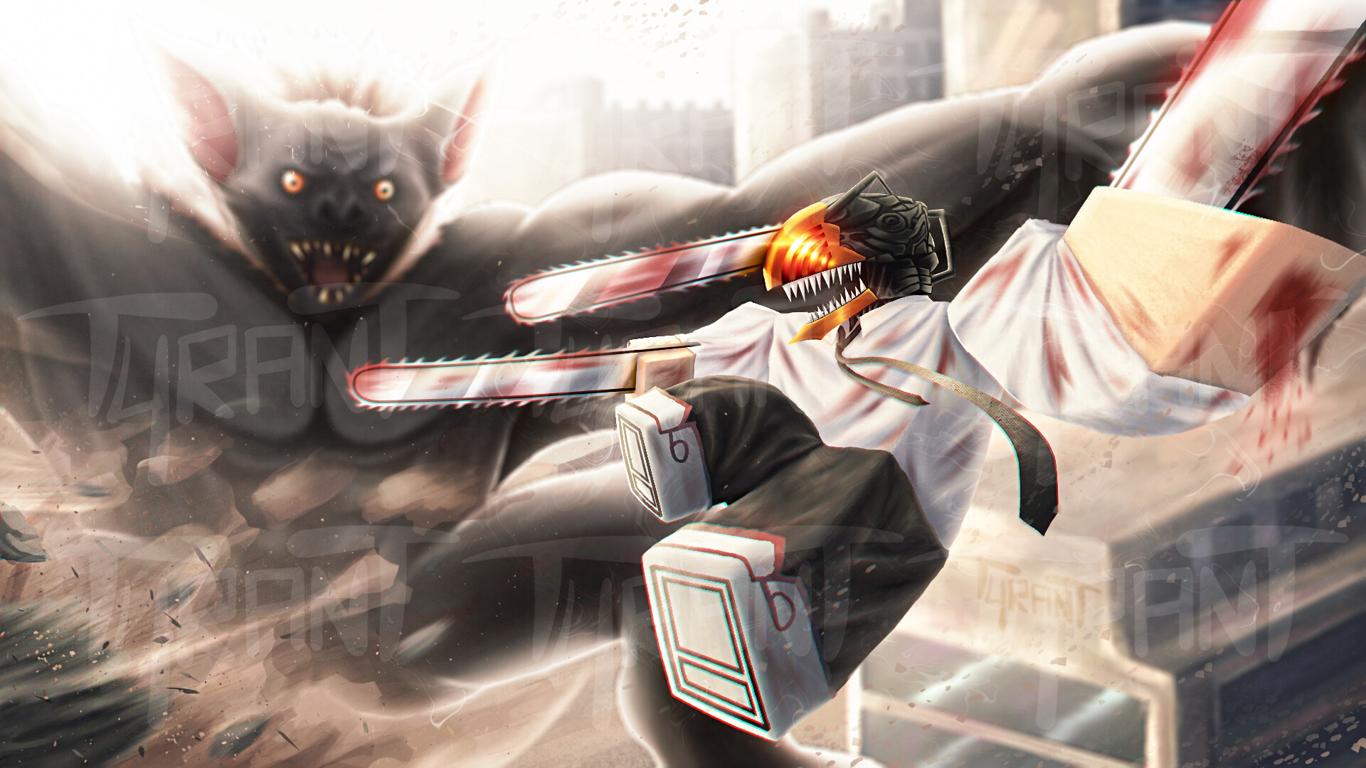 ArtStation Chainsaw Man vs Bat Devil GFX