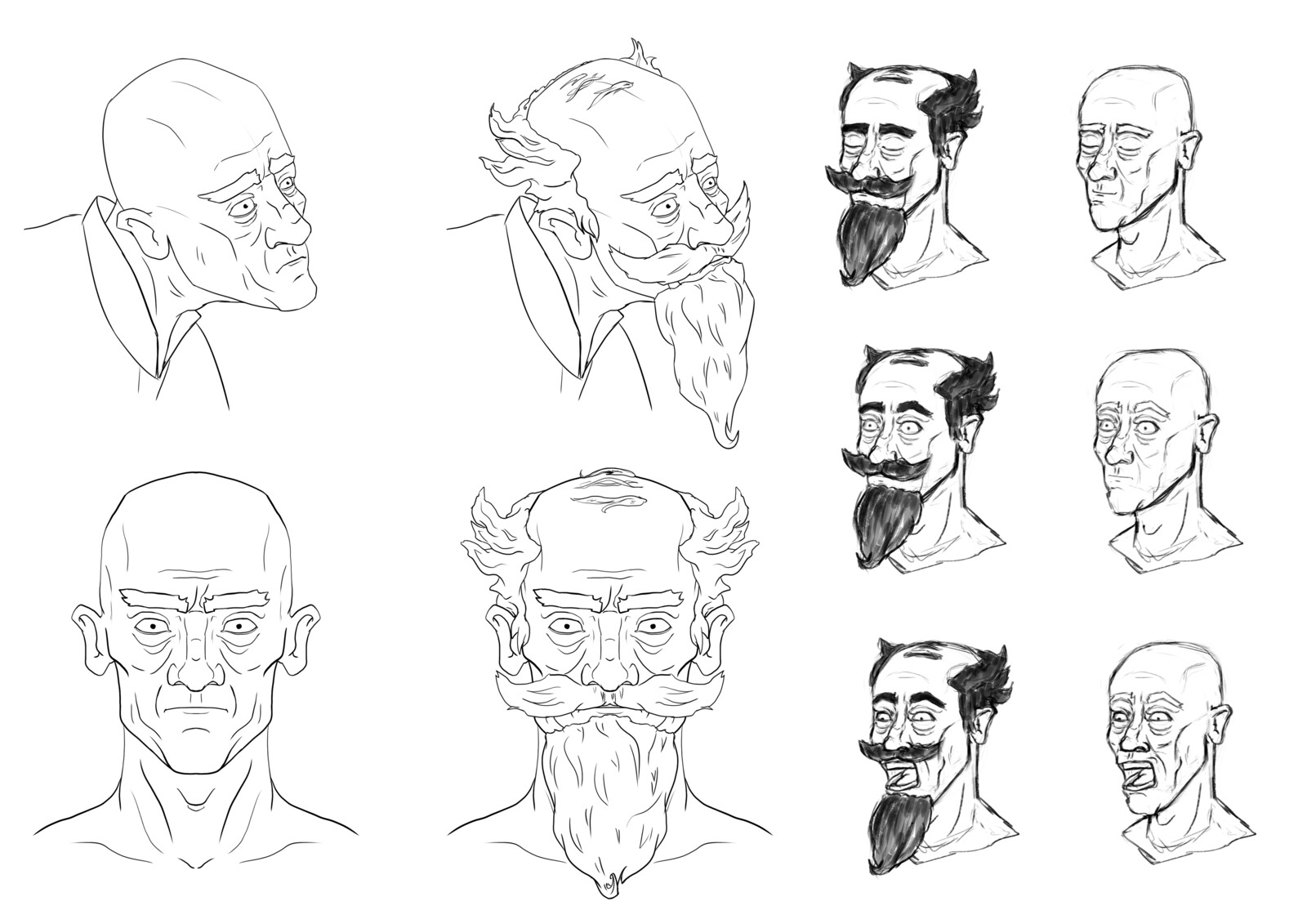 Face design with and without facial hair and some expressions