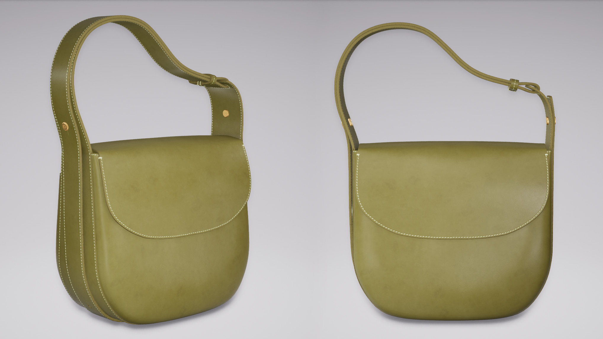 Saddle Bag (Green Vegetable-Tanned Leather)