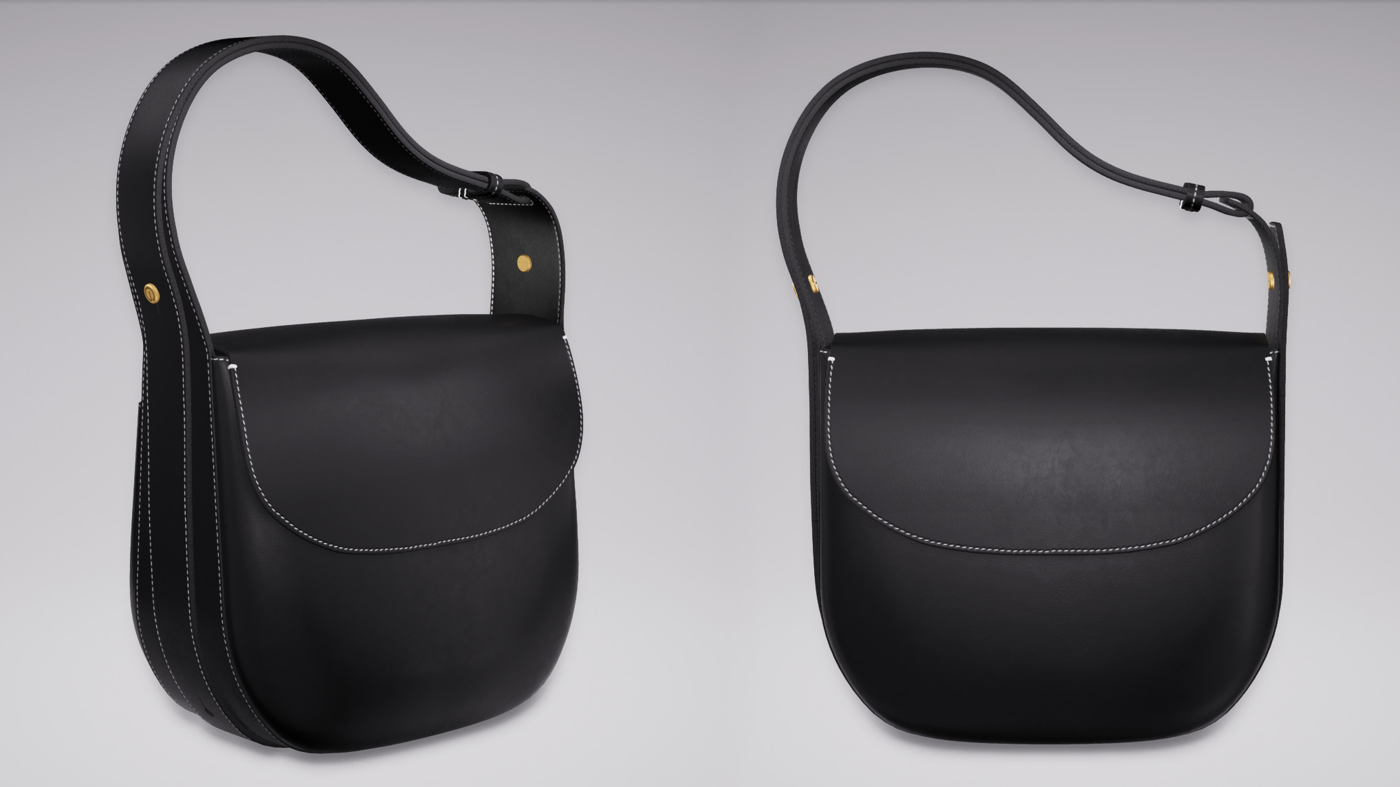 Saddle Bag (Black Vegetable-Tanned Leather)