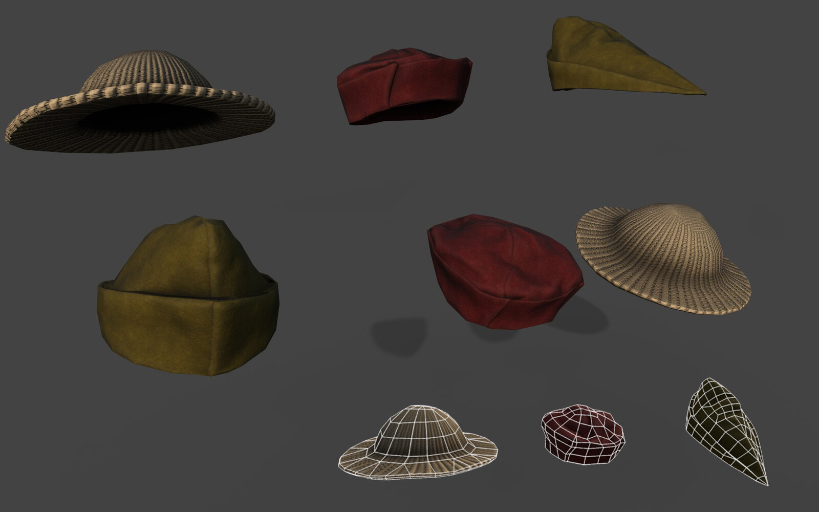 Straw Hat, Bonnet and Bycocket