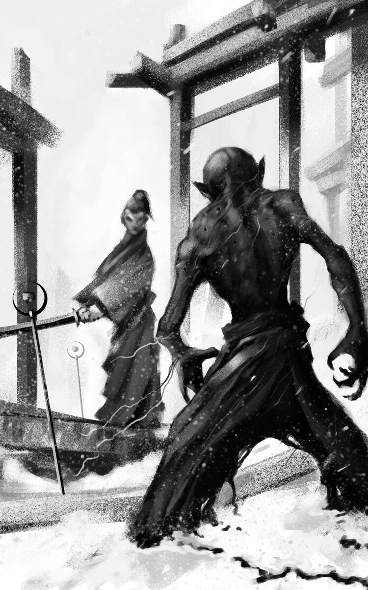 An Illustration for hardcover edition of Spirits of vengeance by Rob Hayes