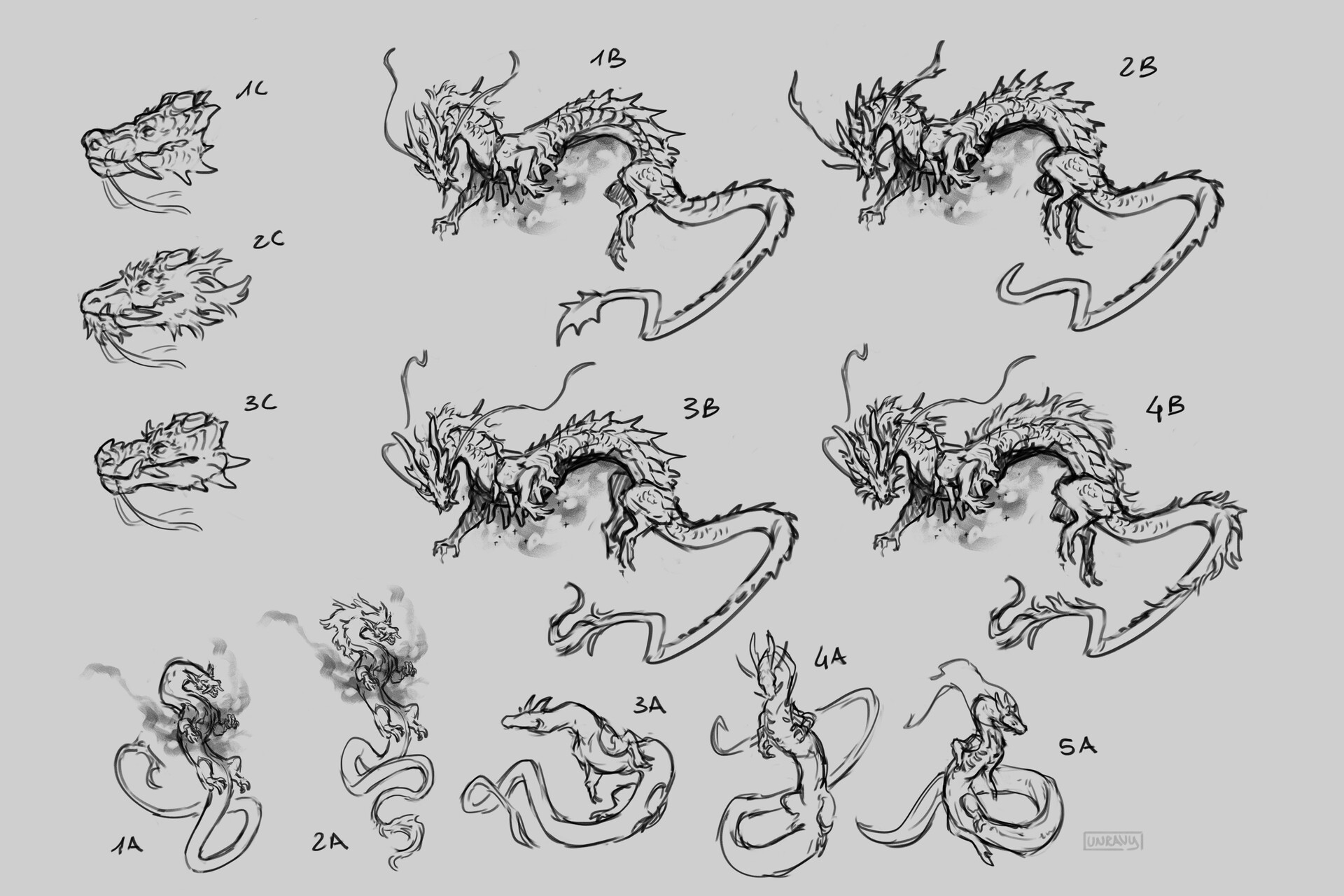 Eastern dragon drawing