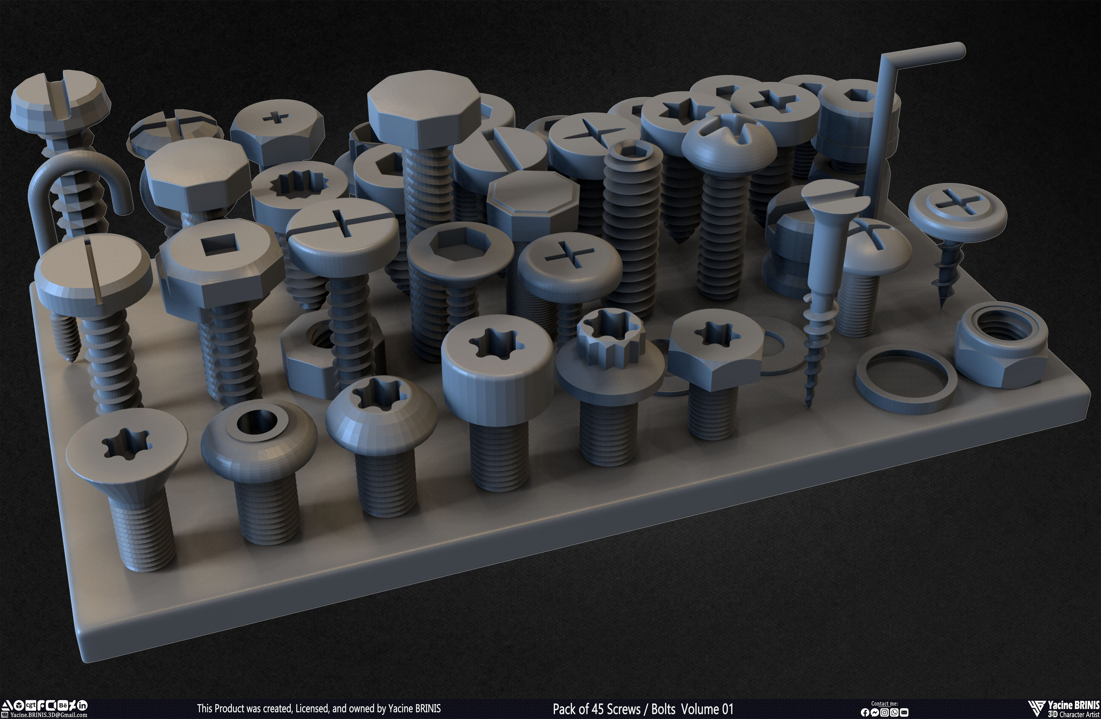Pack of 45 Screws-Bolts Volume 01 Sculpted By Yacine BRINIS Set 013