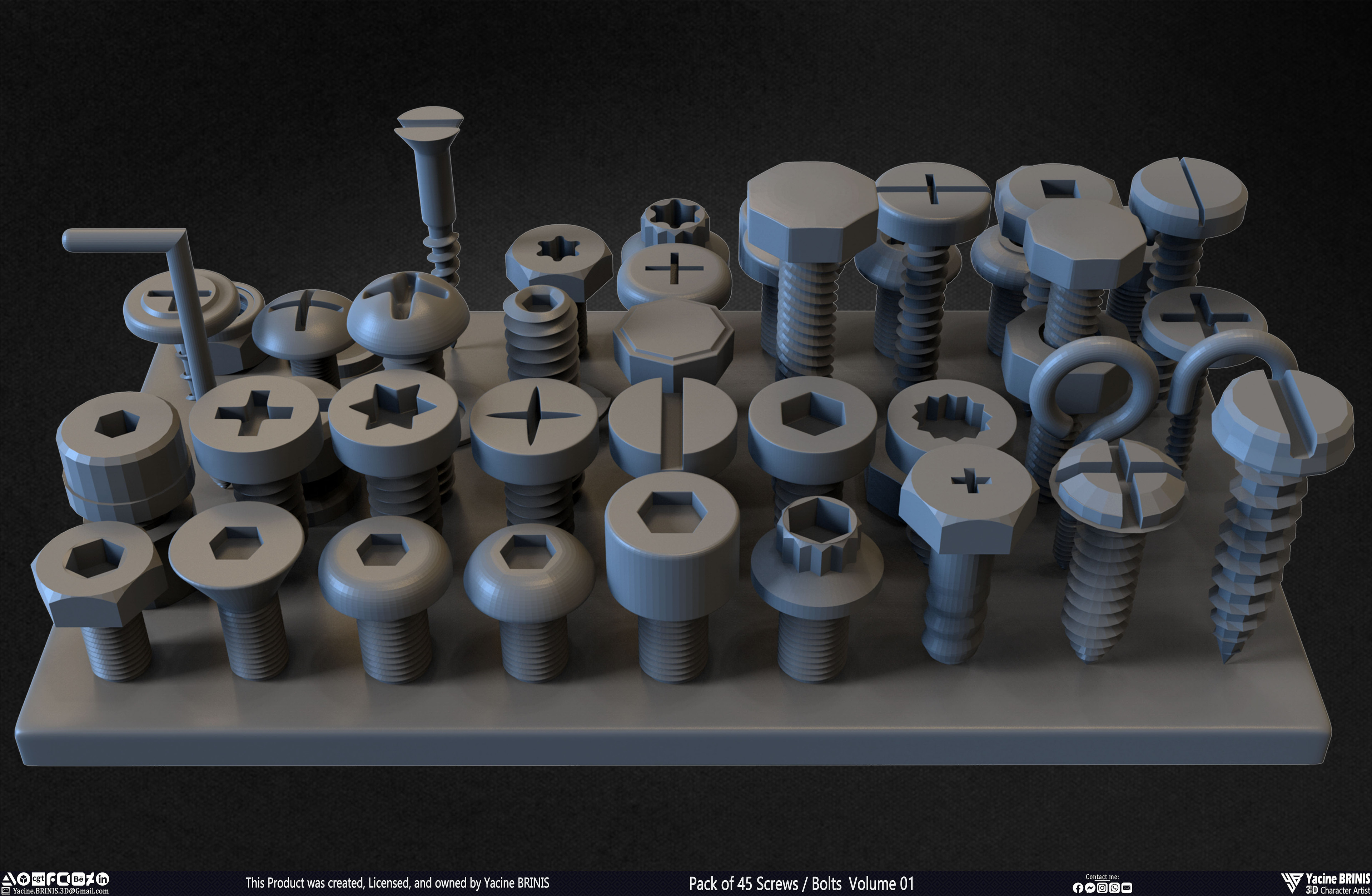 Pack of 45 Screws-Bolts Volume 01 Sculpted By Yacine BRINIS Set 018