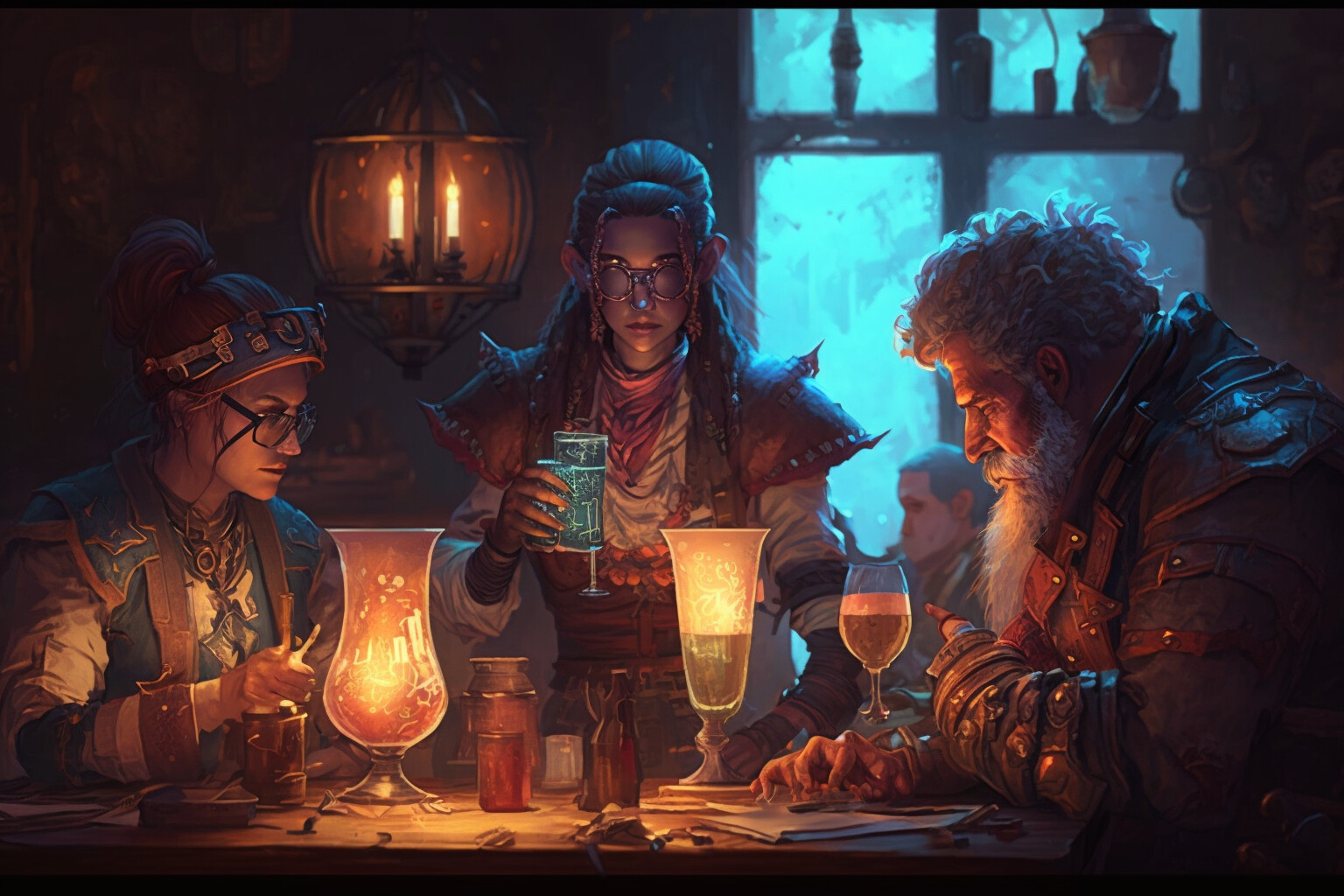 Kat sanders midjourney ai art with prompts party of dnd characters