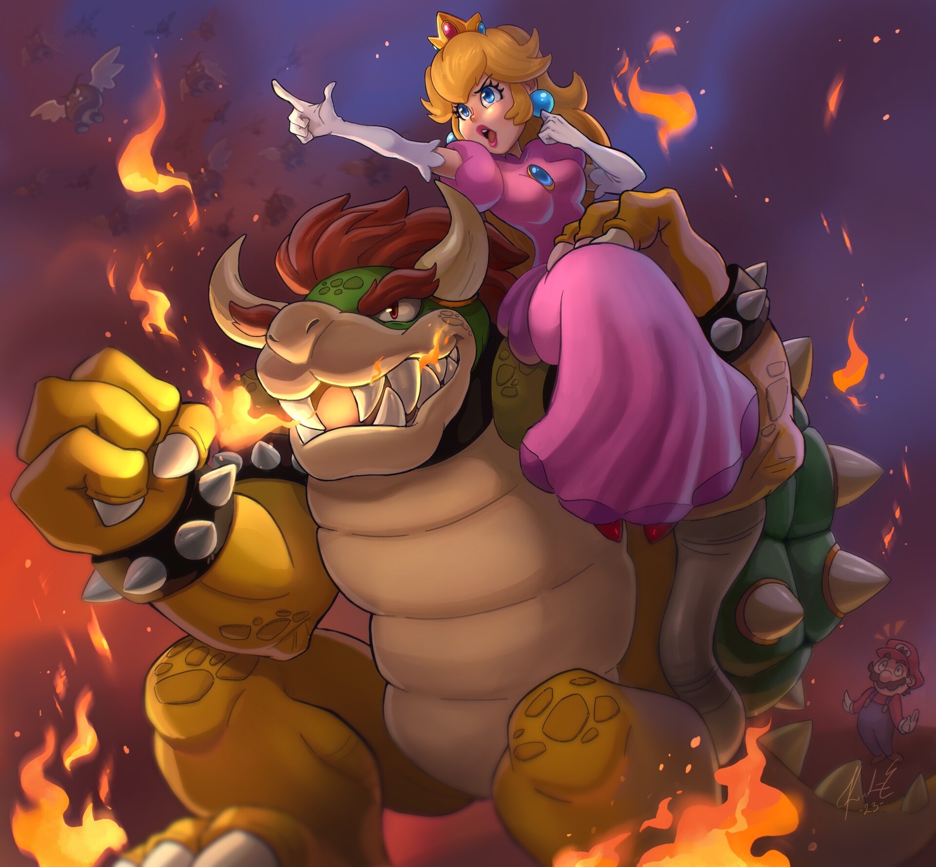 princess peach and bowser in love