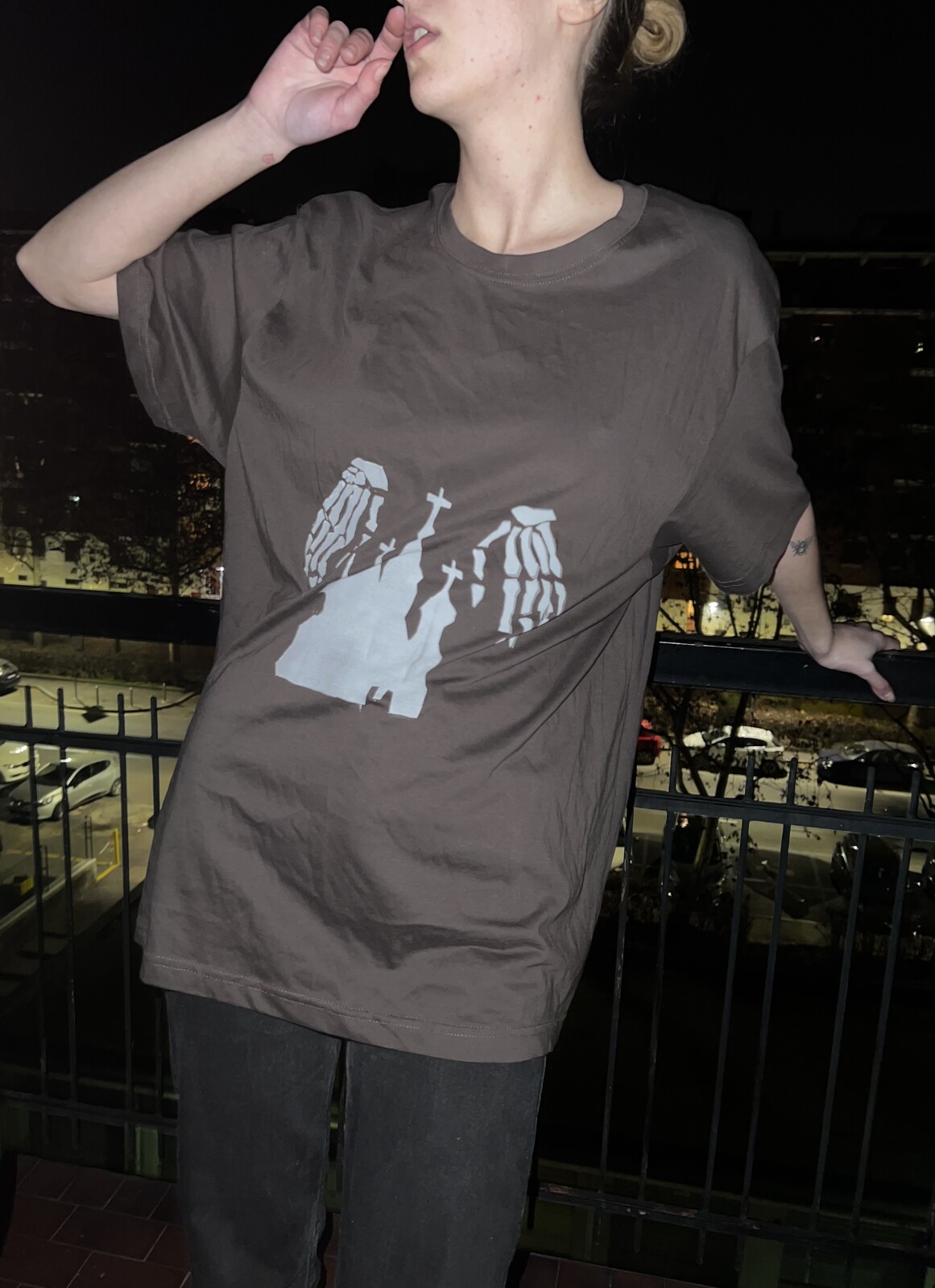 T-shirt with acrylic print “СМЕРТЬ РУСНЕ”