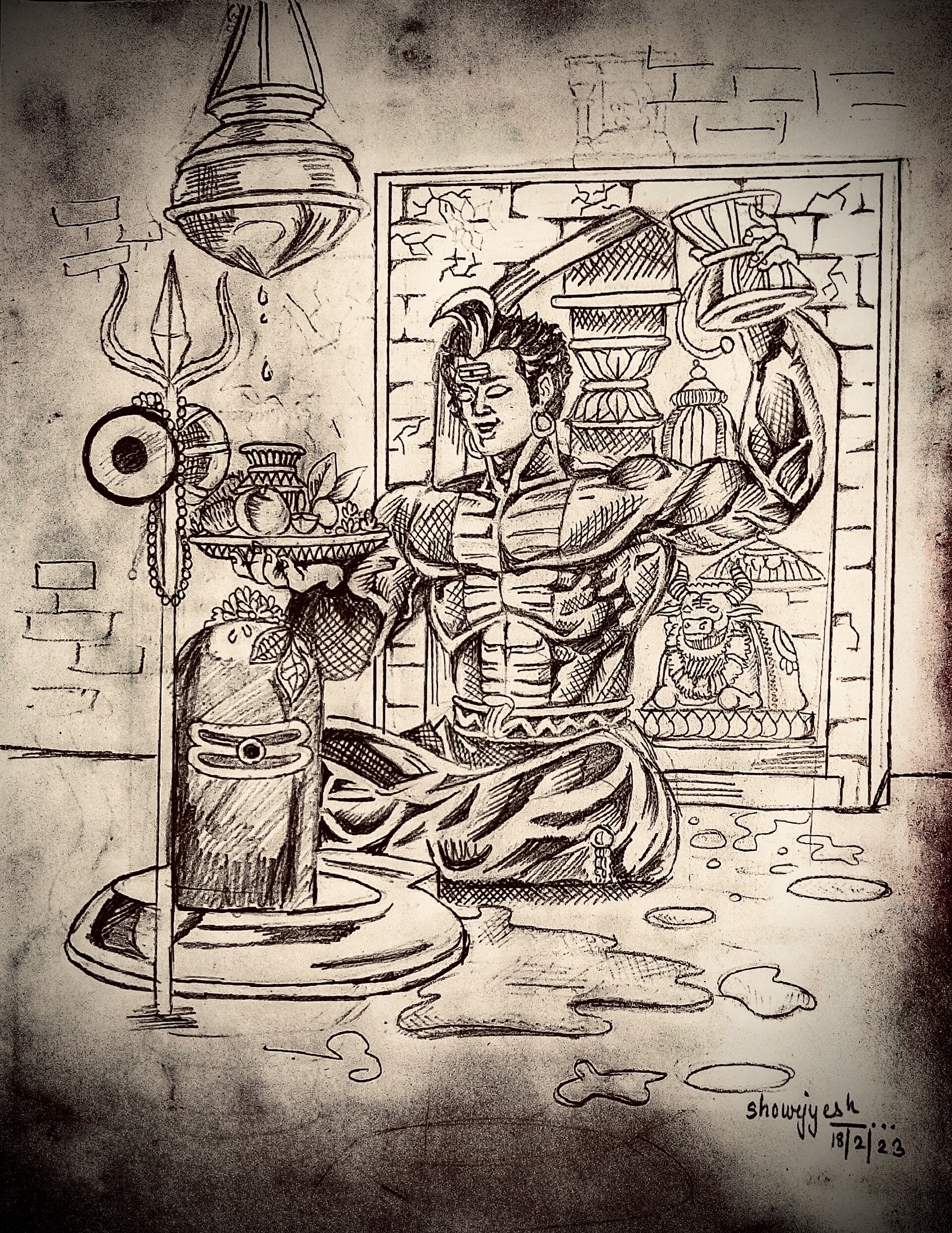 Awesome Pencil Sketch Of Lord Shiva - Desi Painters
