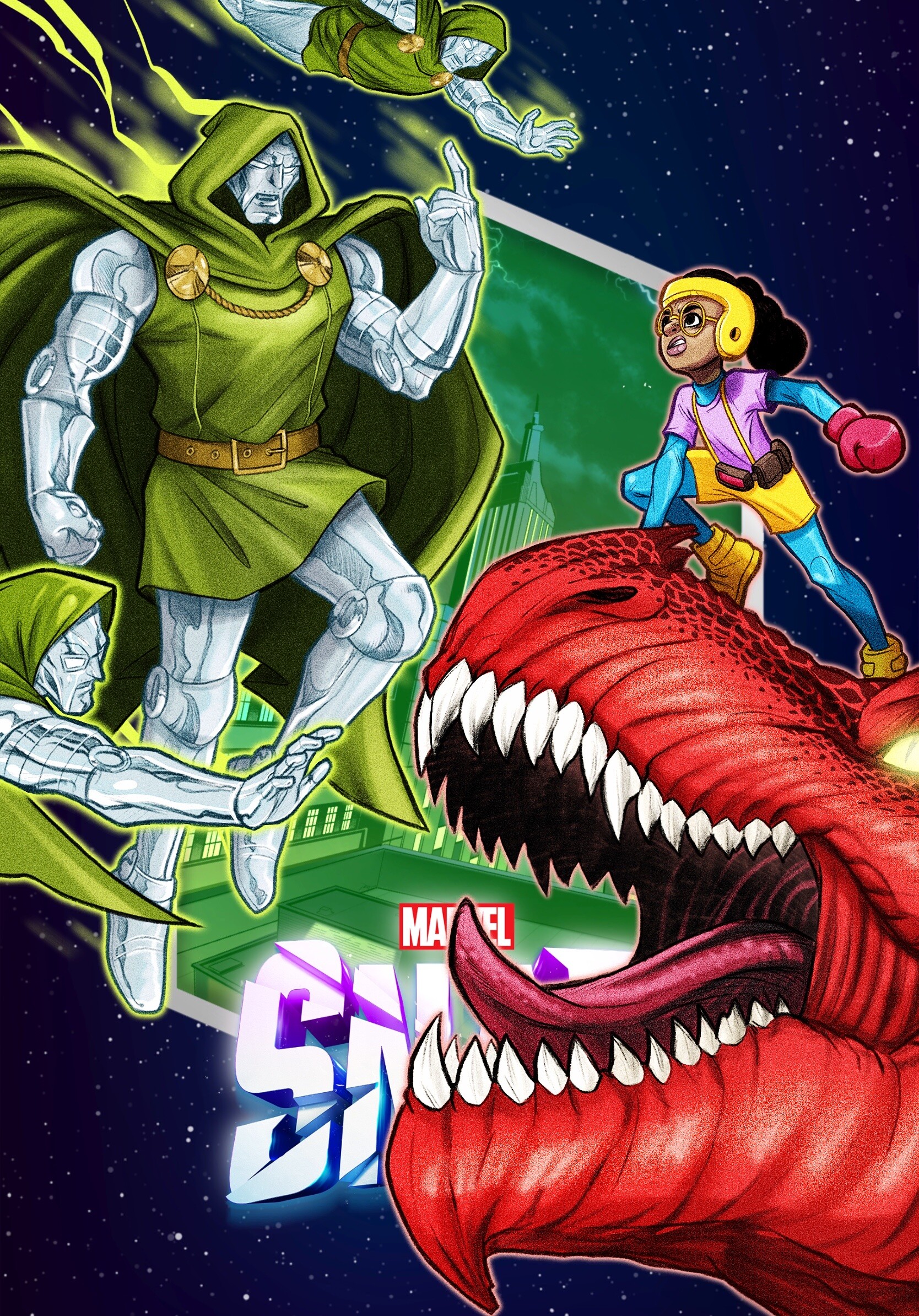ArtStation Doctor Doom + Doombot VS Moon Girl + Devil Dinosaur