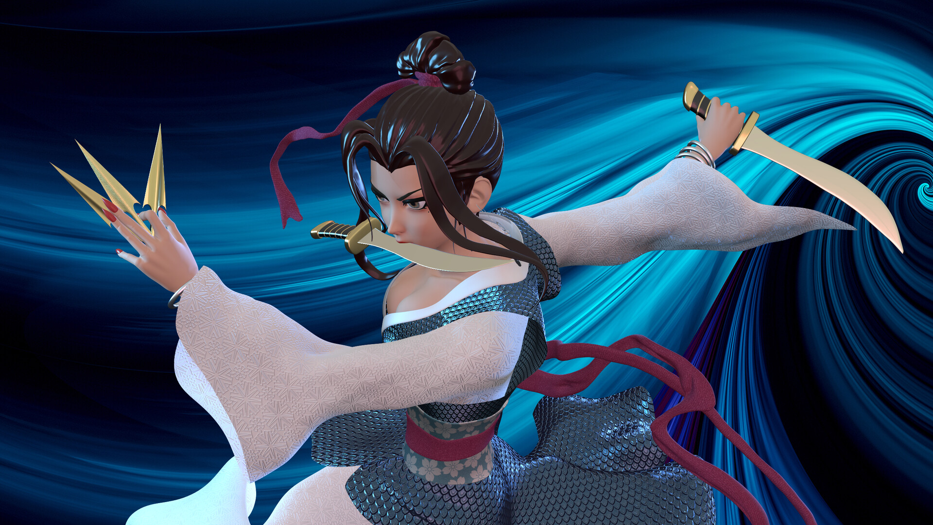 ArtStation - 水浒孙二娘立绘3D化