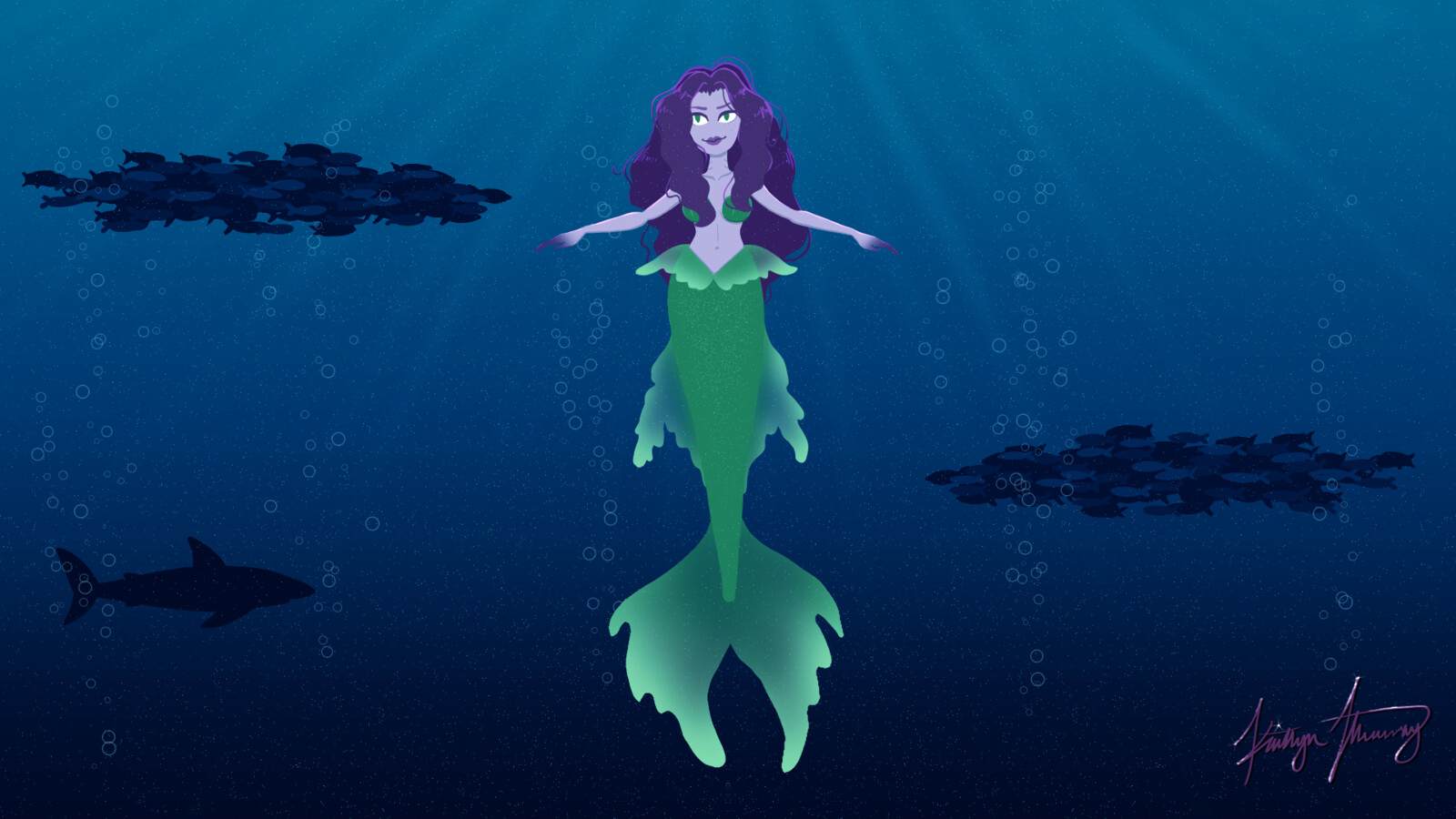 Mermaid and Background Images Before Animating