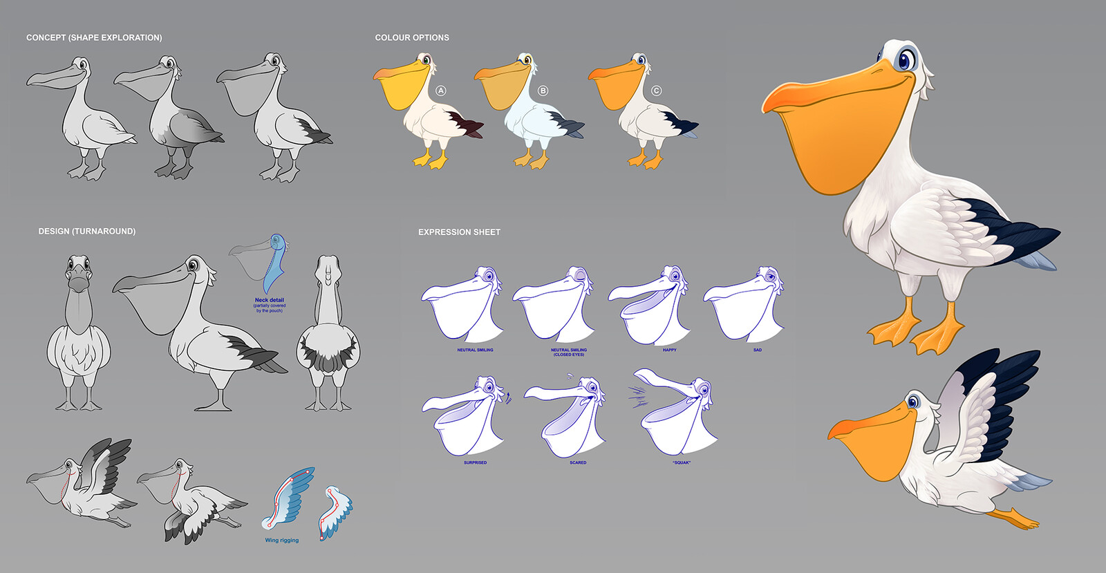 Pelican character design pack