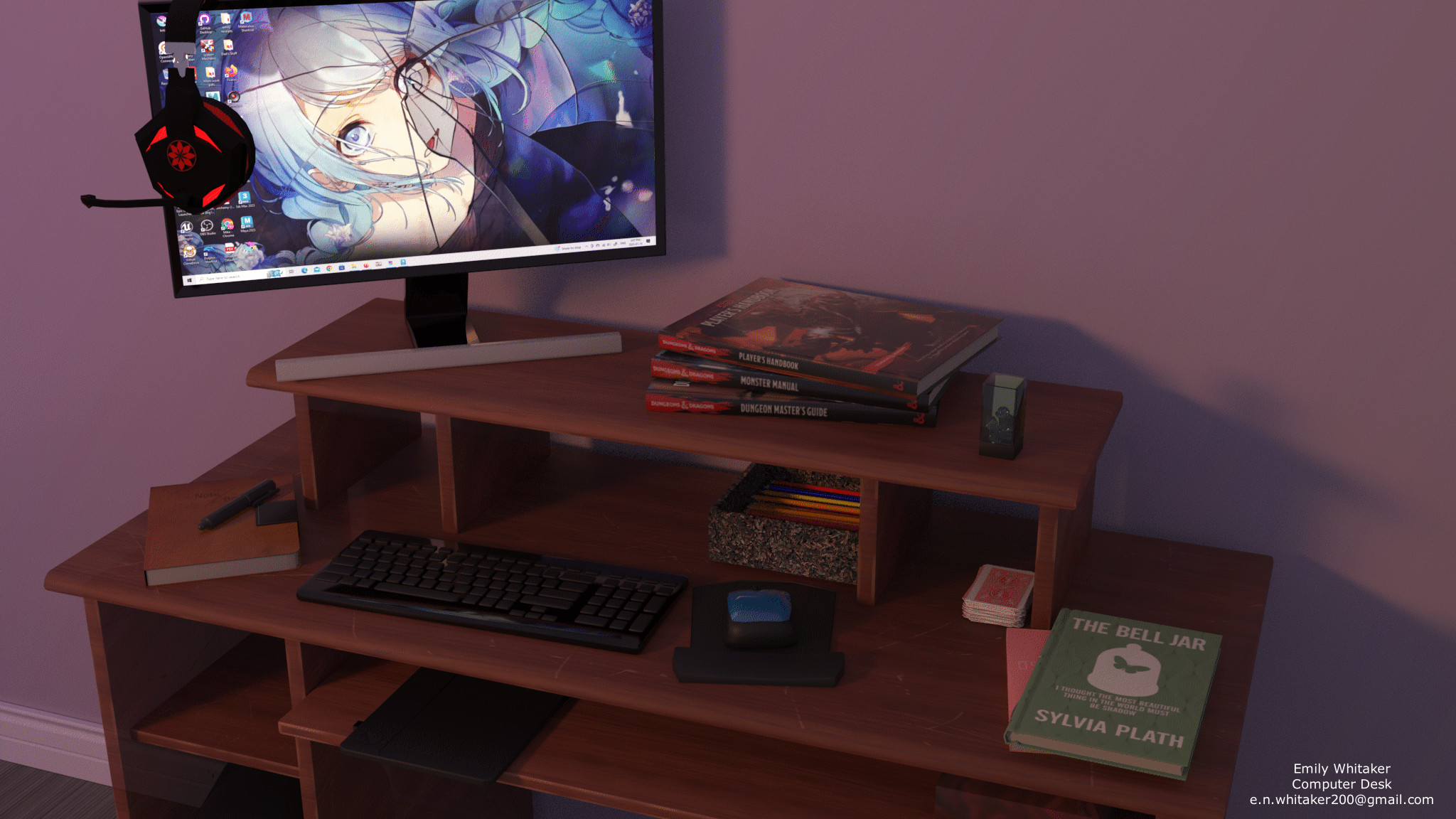Full Render of a model of my home work desk.