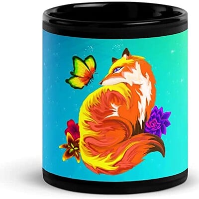 Bright Fox Black Glossy Mug (The RAC Store)