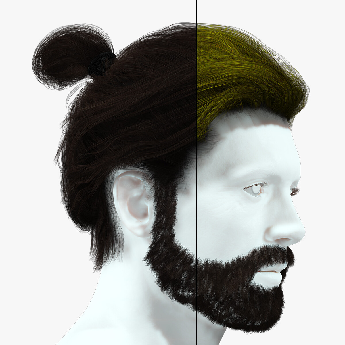 ArtStation - Realistic Long Male Hair Low-poly