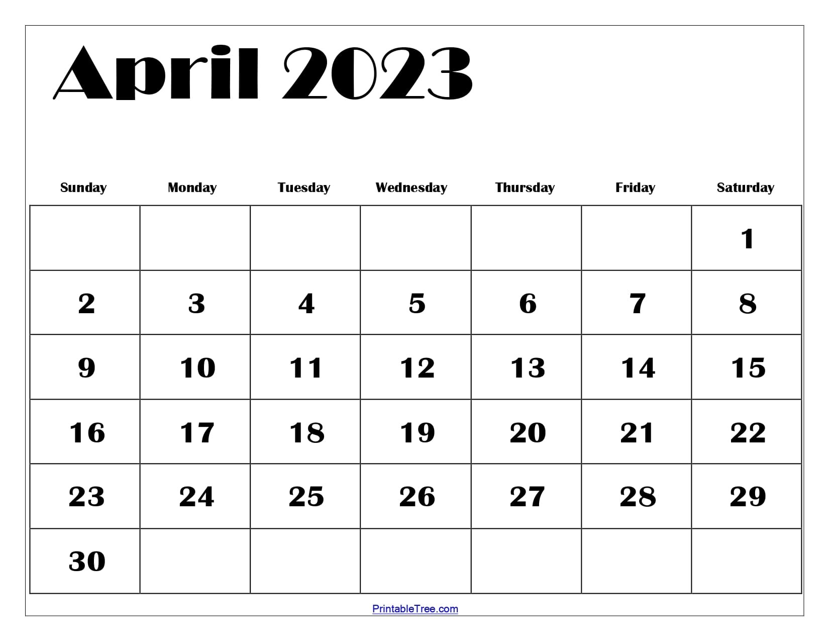 ArtStation - April 2023 Calendar Printable Templates