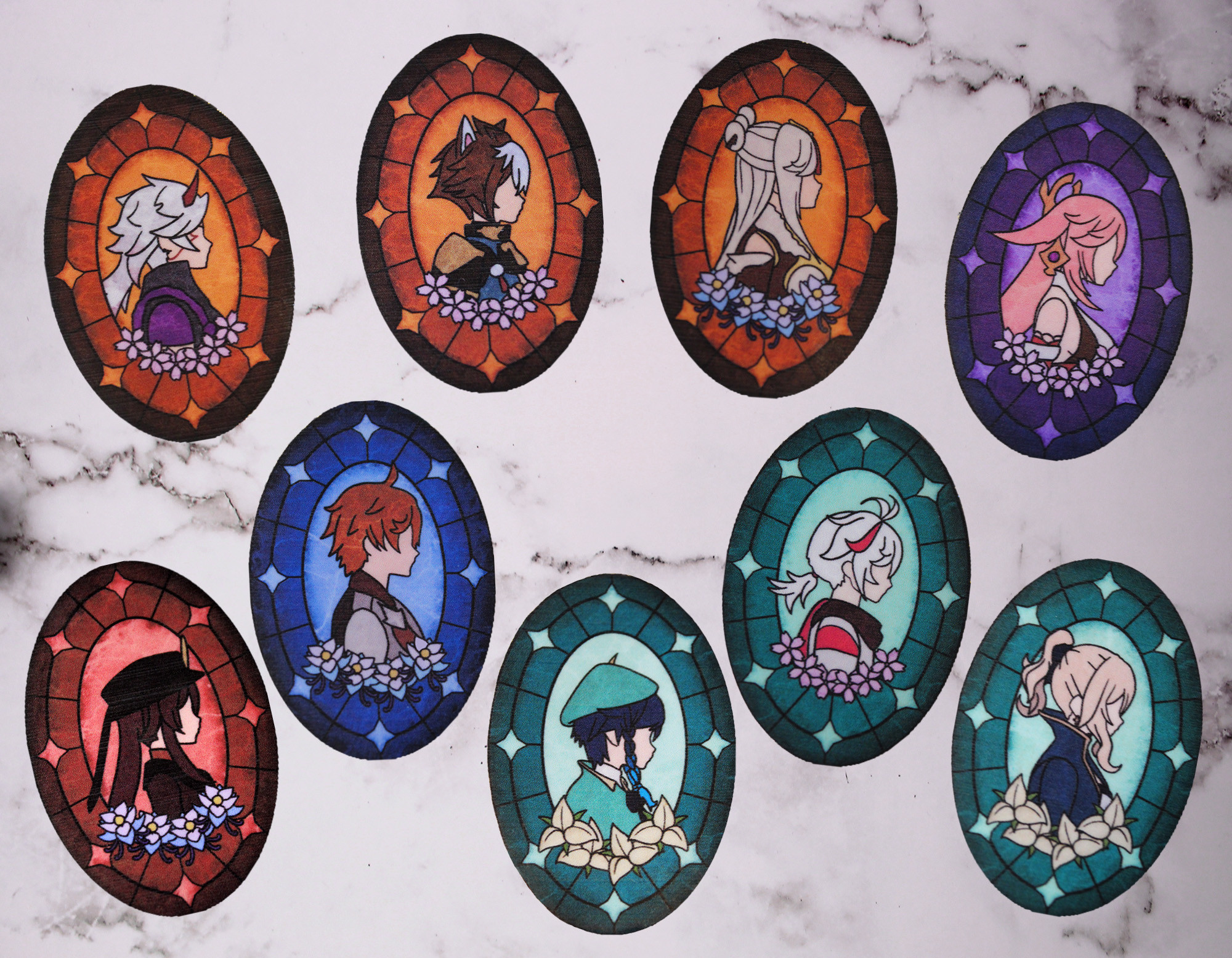 Group of 9 Stickers together