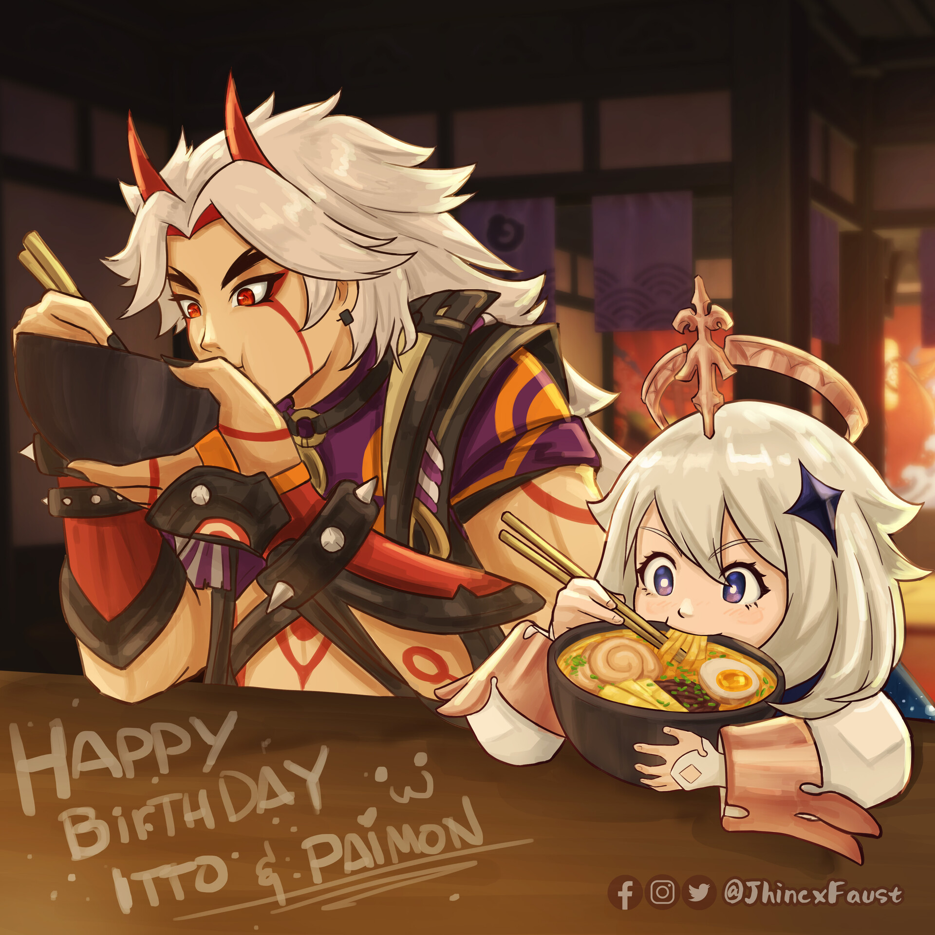 ArtStation Paimon and Itto's Birthday