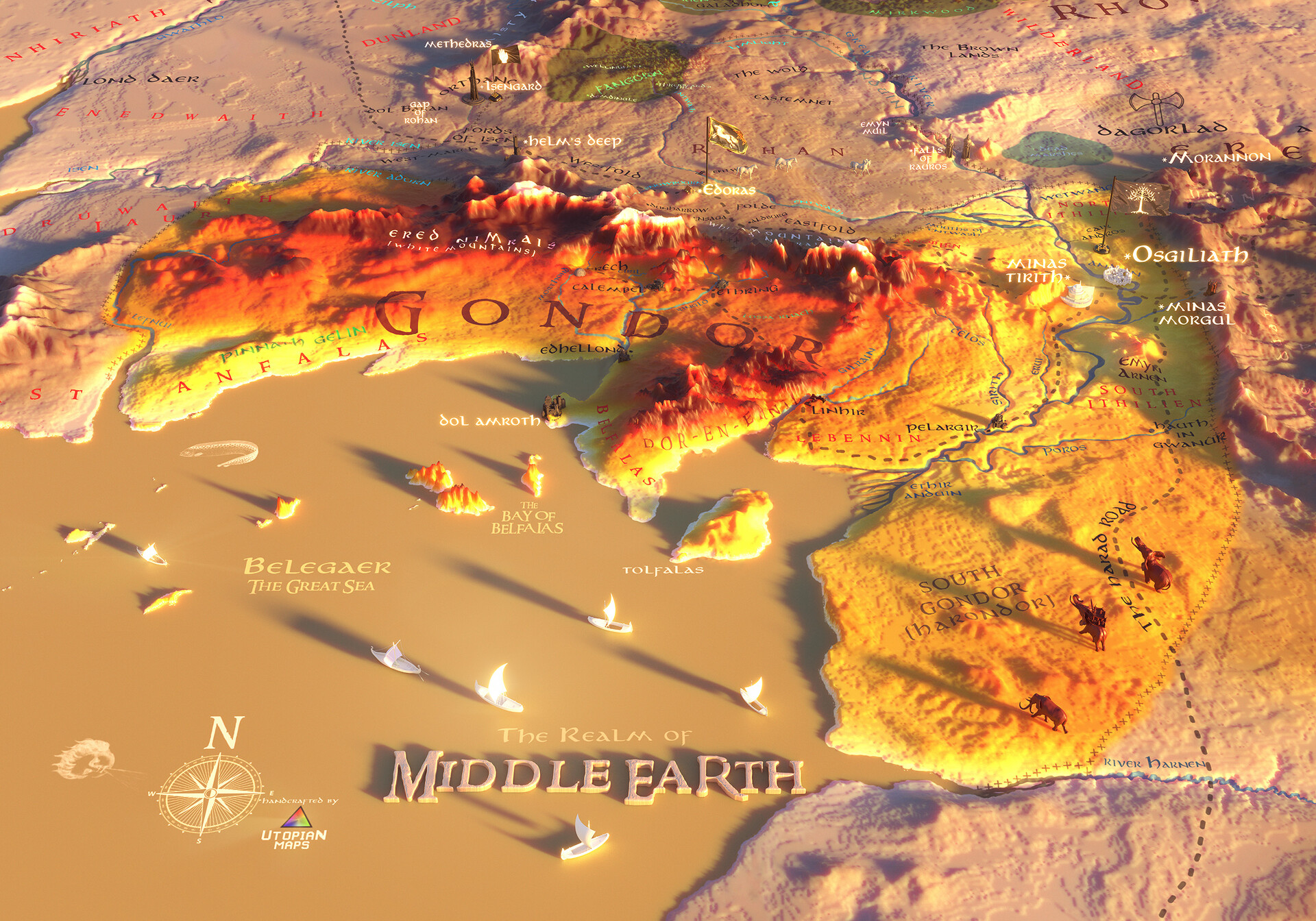 ArtStation - Map of Middle Earth. Gondor in 3D