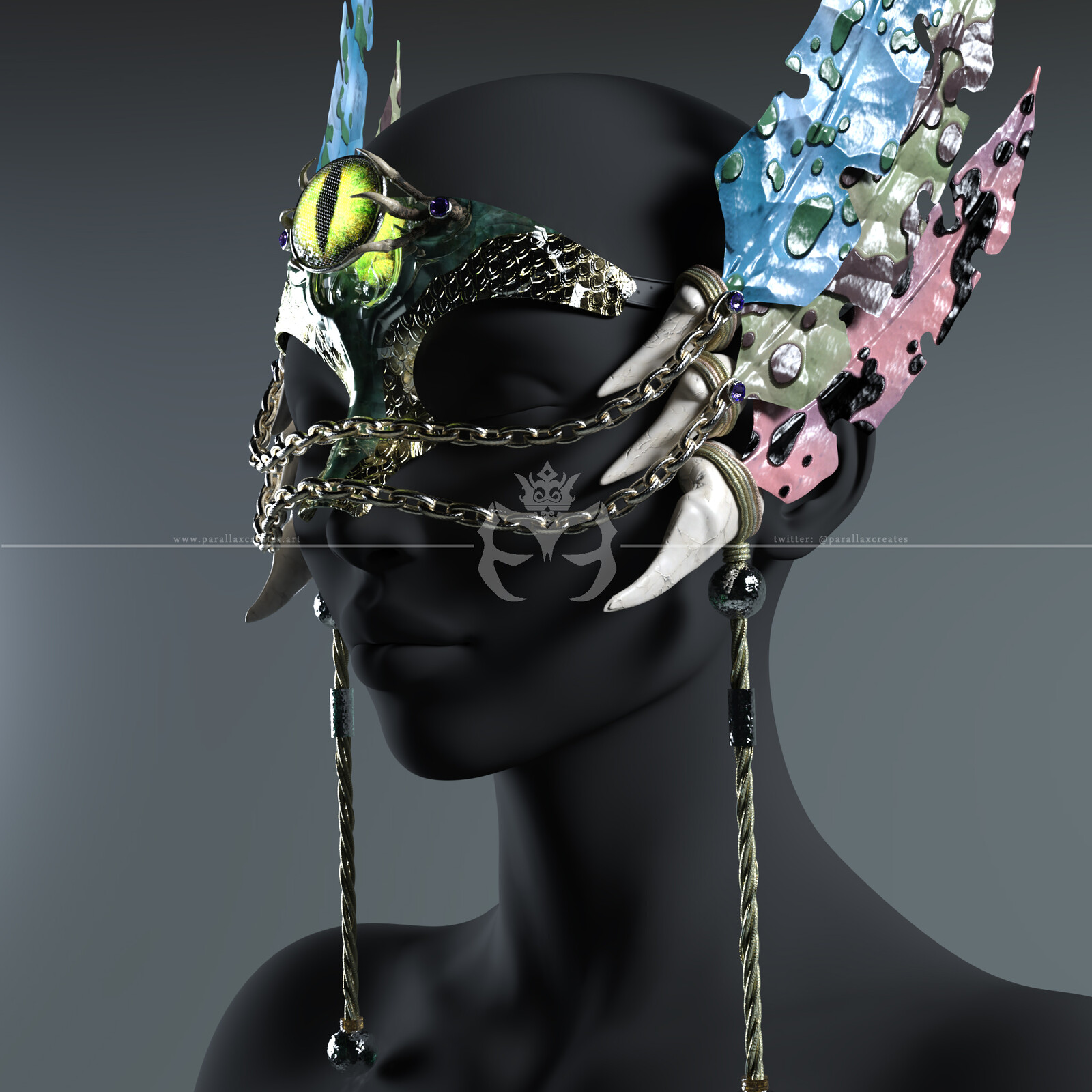 Rigged 3d Jewelry - Dragonic Crown by ParallaxCreates