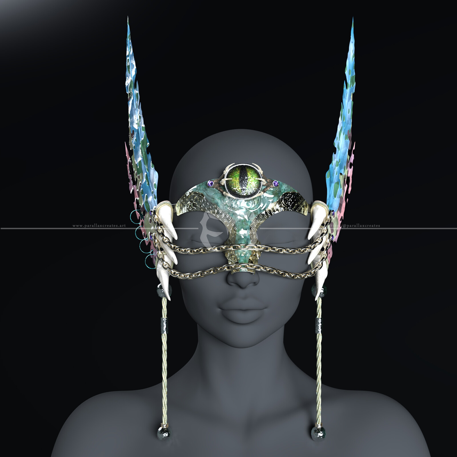 Rigged 3d Jewelry - Dragonic Crown by ParallaxCreates