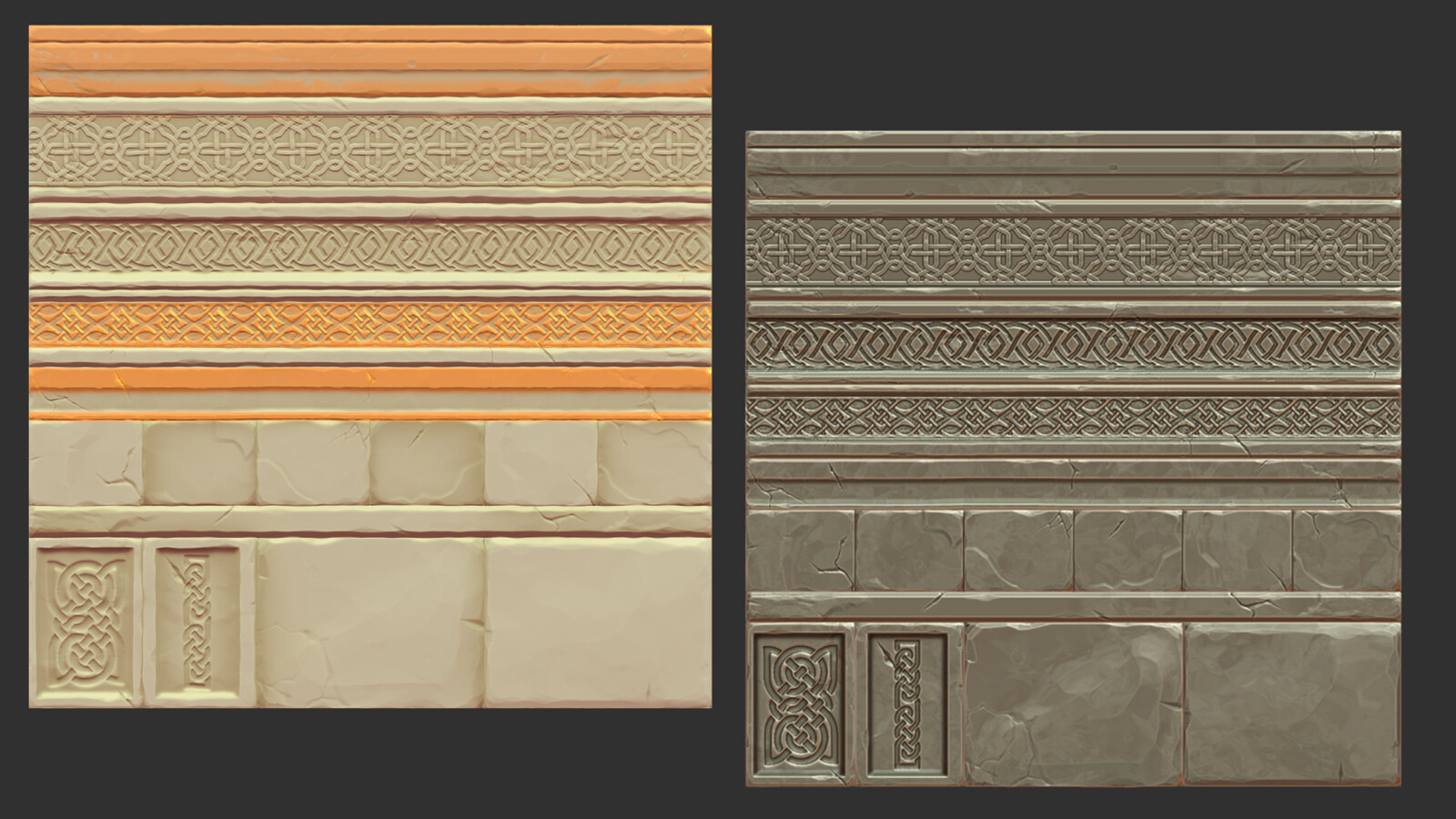 Trim sheet, created in Zbrush and textured in Substance and Photoshop