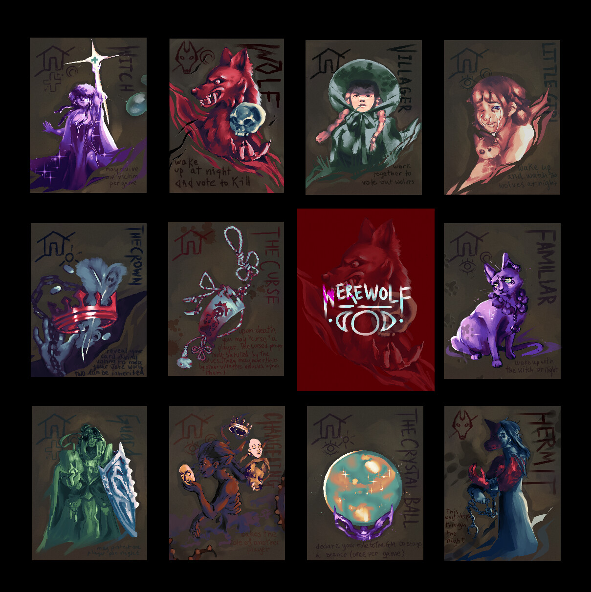 ArtStation Werewolf card game designs