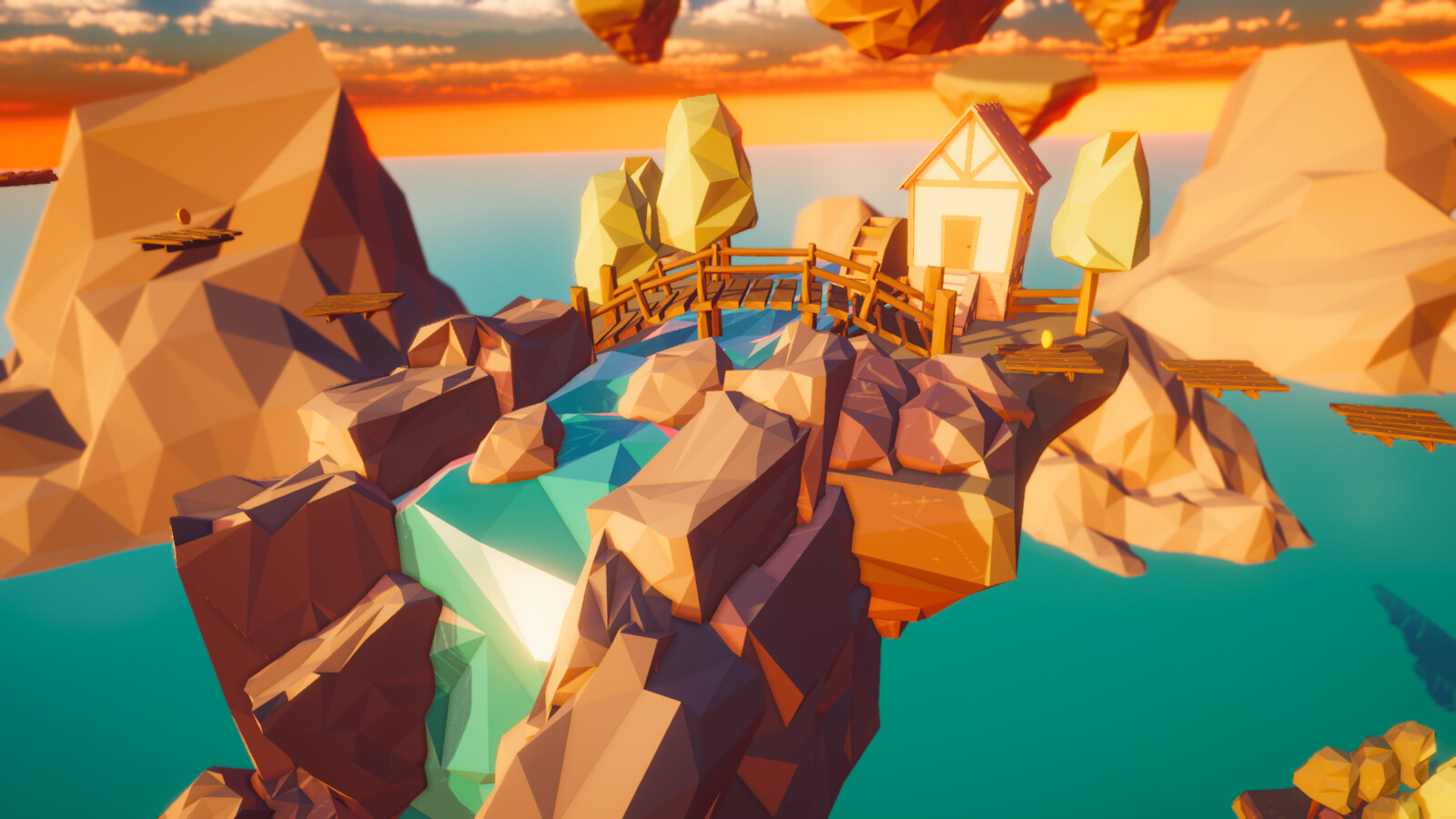 In-engine view of level with new skybox (Waterfall Island)