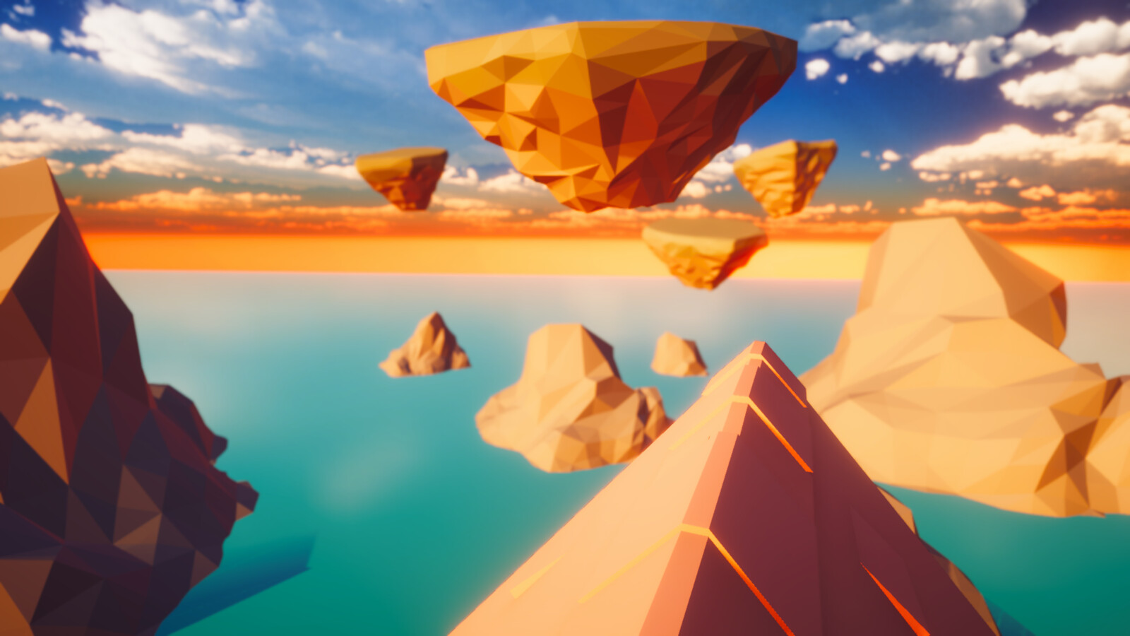 In-engine view of level with new skybox (Waterfall Island)