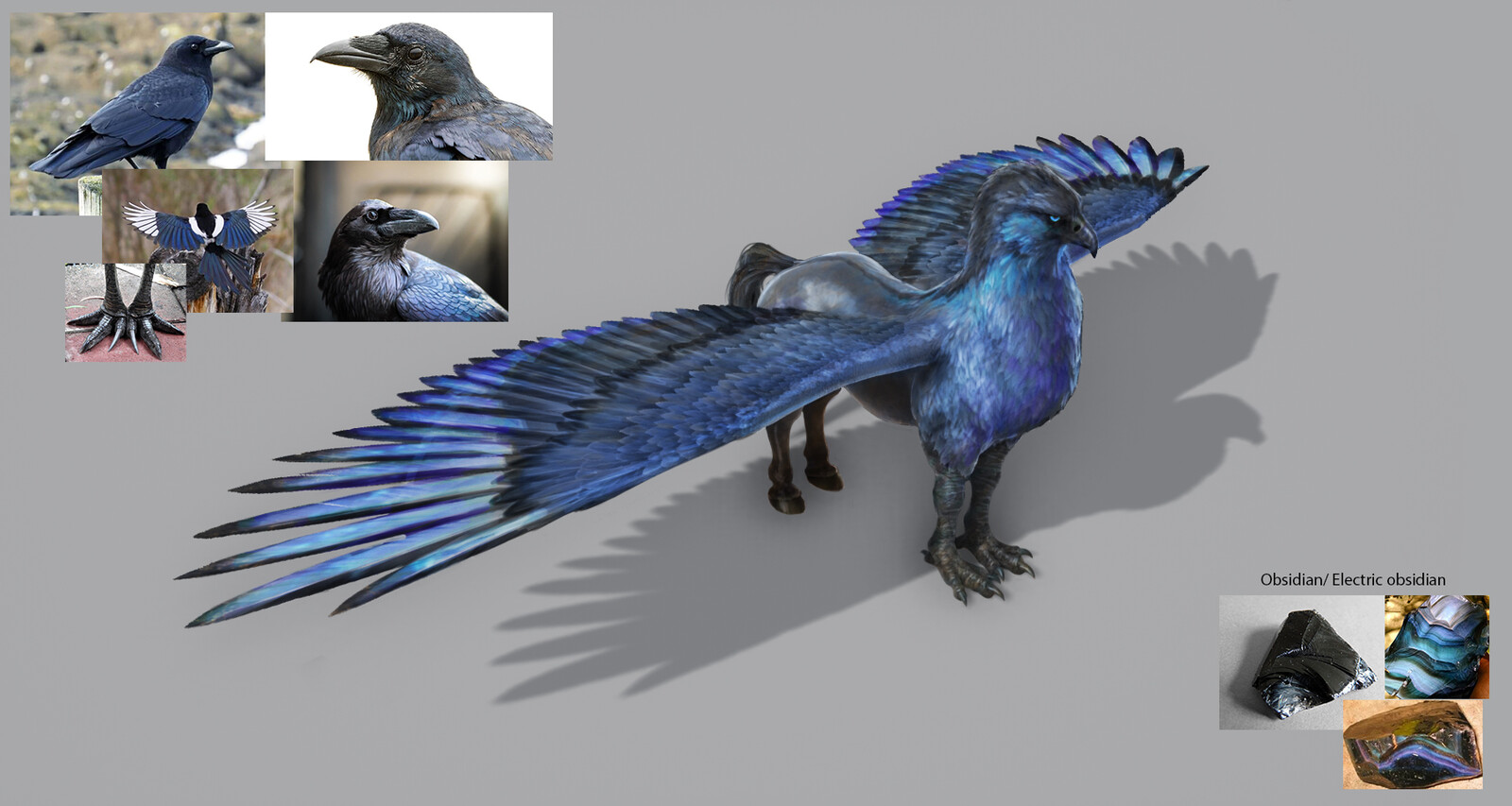 Concept 2 - Playing with some designs on the hippogriff, referencing the Magpie.