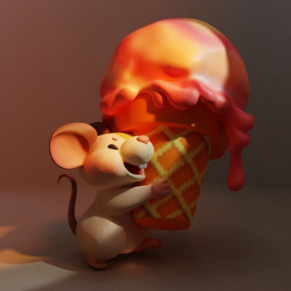 ArtStation - Rat with yummy icecream