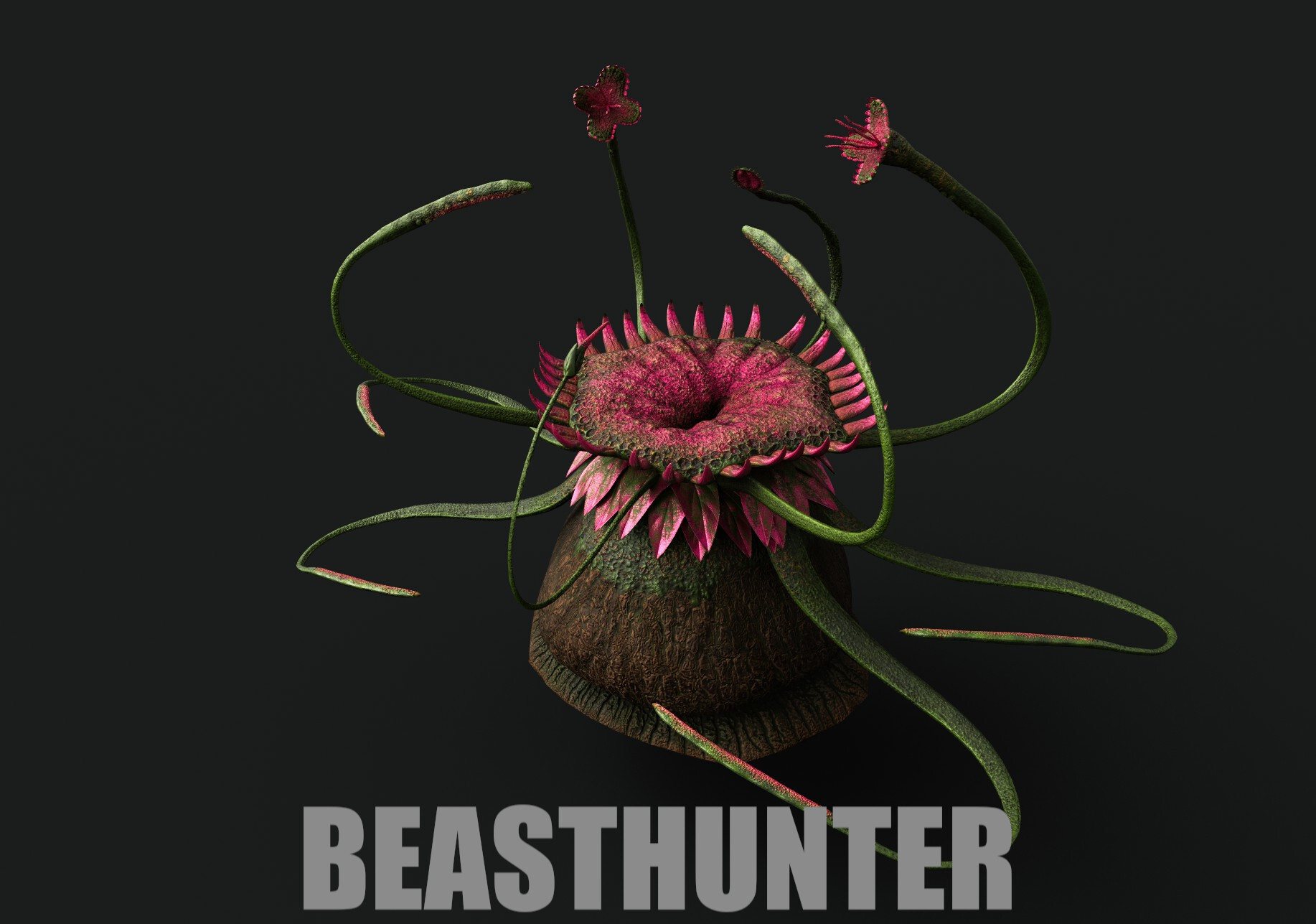 ArtStation - Meat eating monster plant with various tentacles (Game Ready)