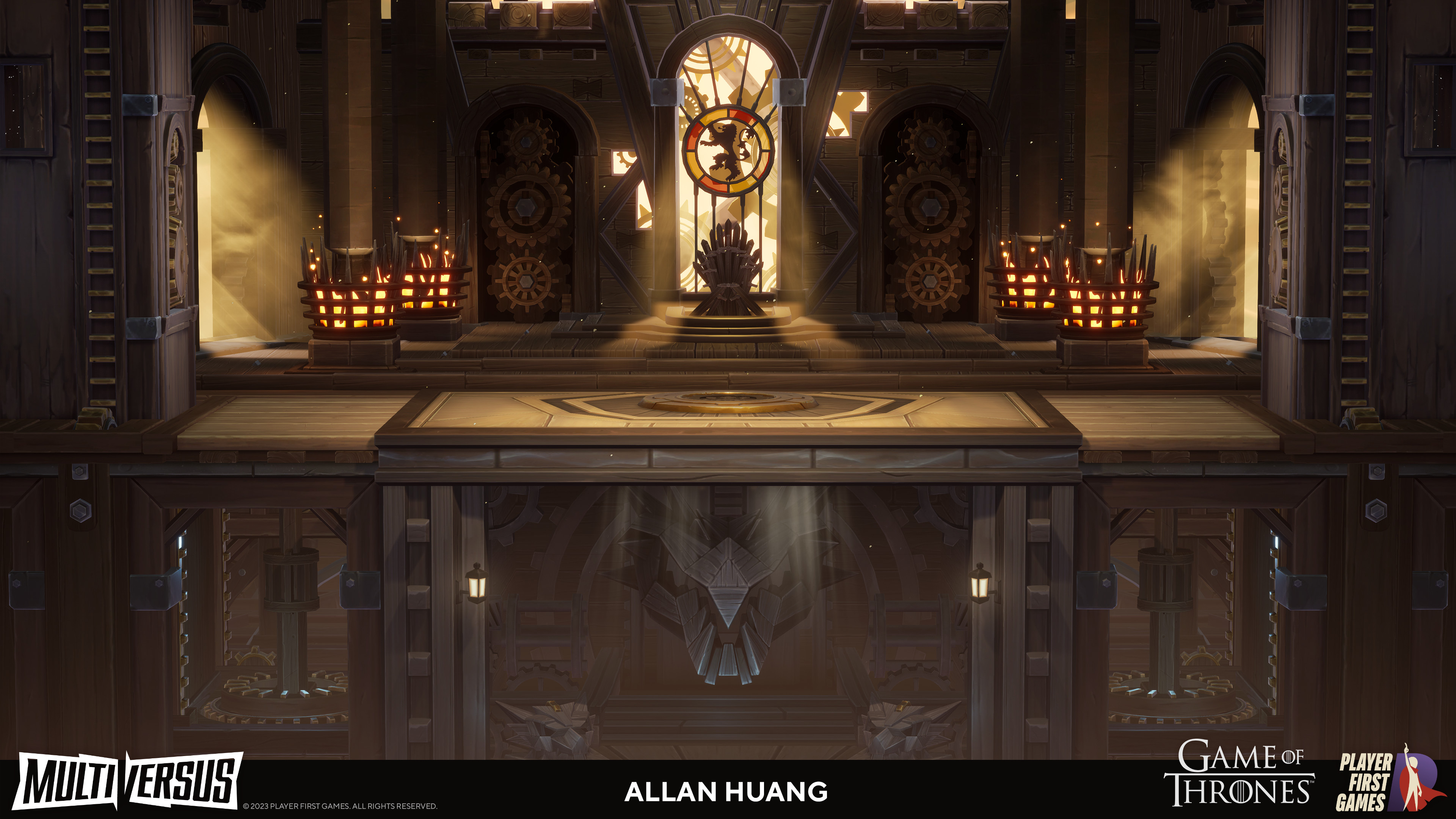 I was responsible for the collapsible side elevators and small dragon heads from concept to final in-game assets.