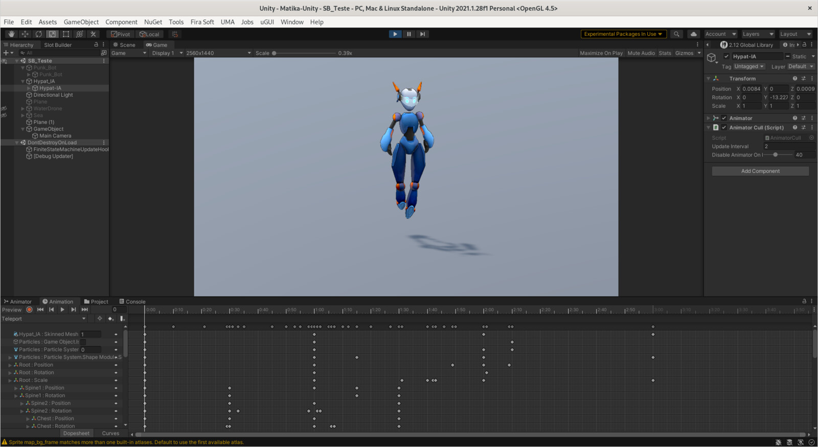 Animation was done in Unity because was simple and needed a particle triggering in the animation.
