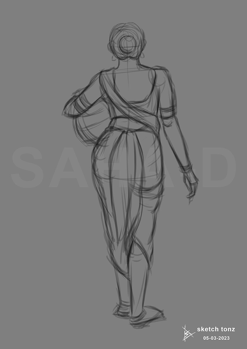 Sketches of top village lady